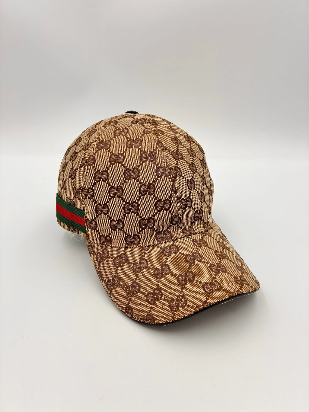 Preloved | Gucci Monogram Baseball Kasket i Canvas m. Grøn & Rød Stribe Gucci