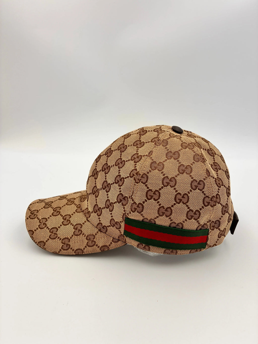 Preloved | Gucci Monogram Baseball Kasket i Canvas m. Grøn & Rød Stribe Gucci