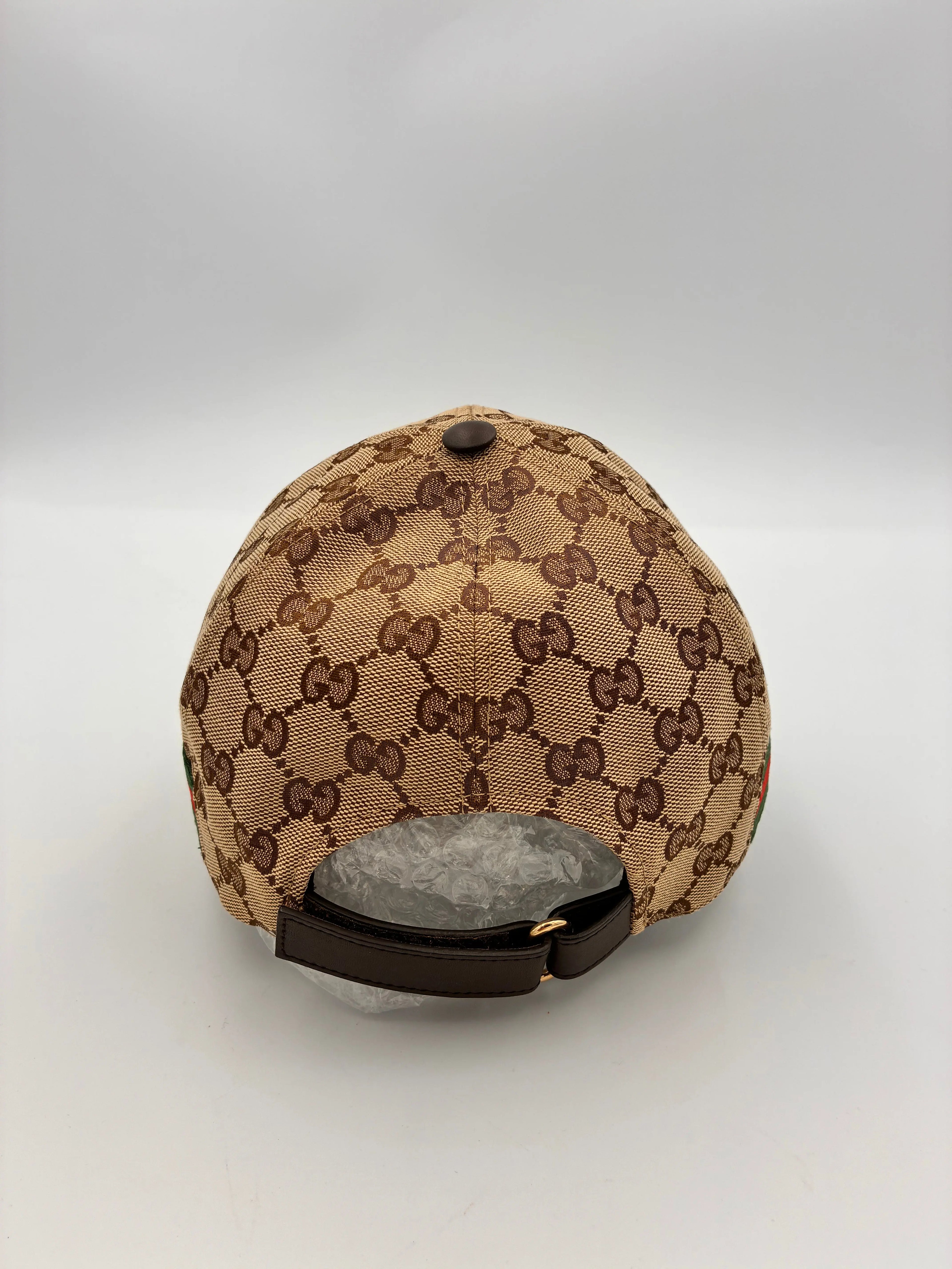 Preloved | Gucci Monogram Baseball Kasket i Canvas m. Grøn & Rød Stribe Gucci