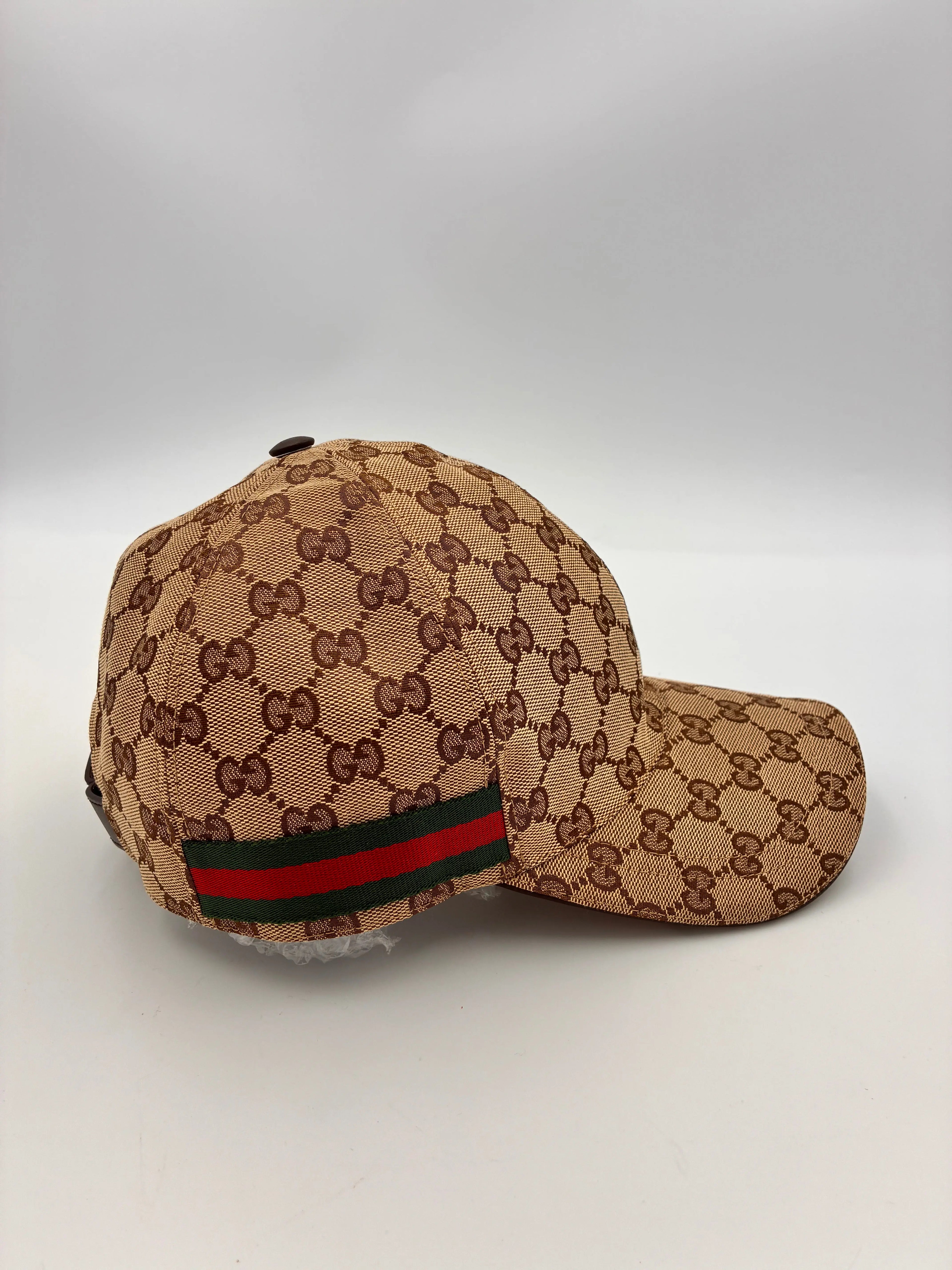 Preloved | Gucci Monogram Baseball Kasket i Canvas m. Grøn & Rød Stribe Gucci