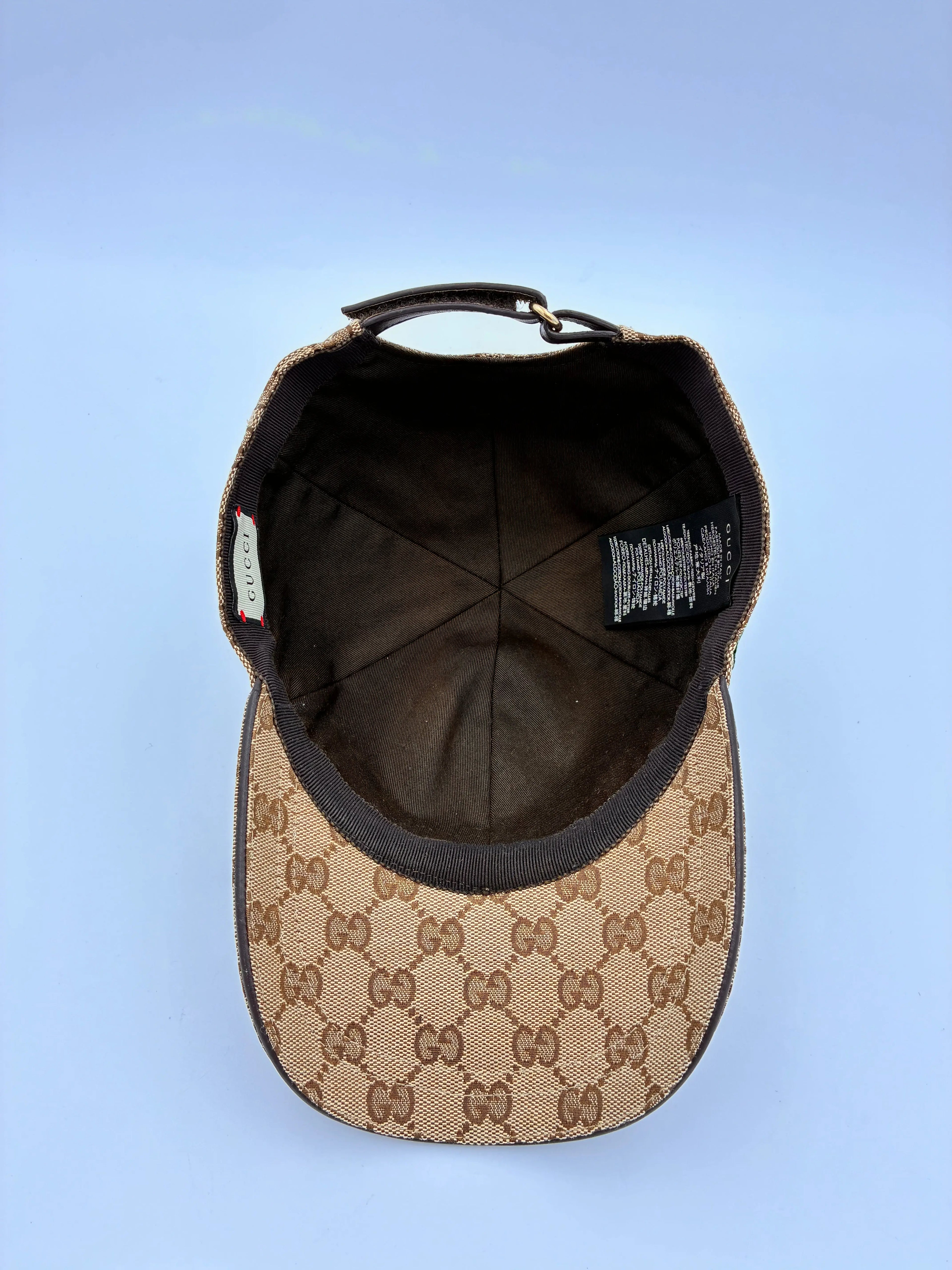 Preloved | Gucci Monogram Baseball Kasket i Canvas m. Grøn & Rød Stribe Gucci