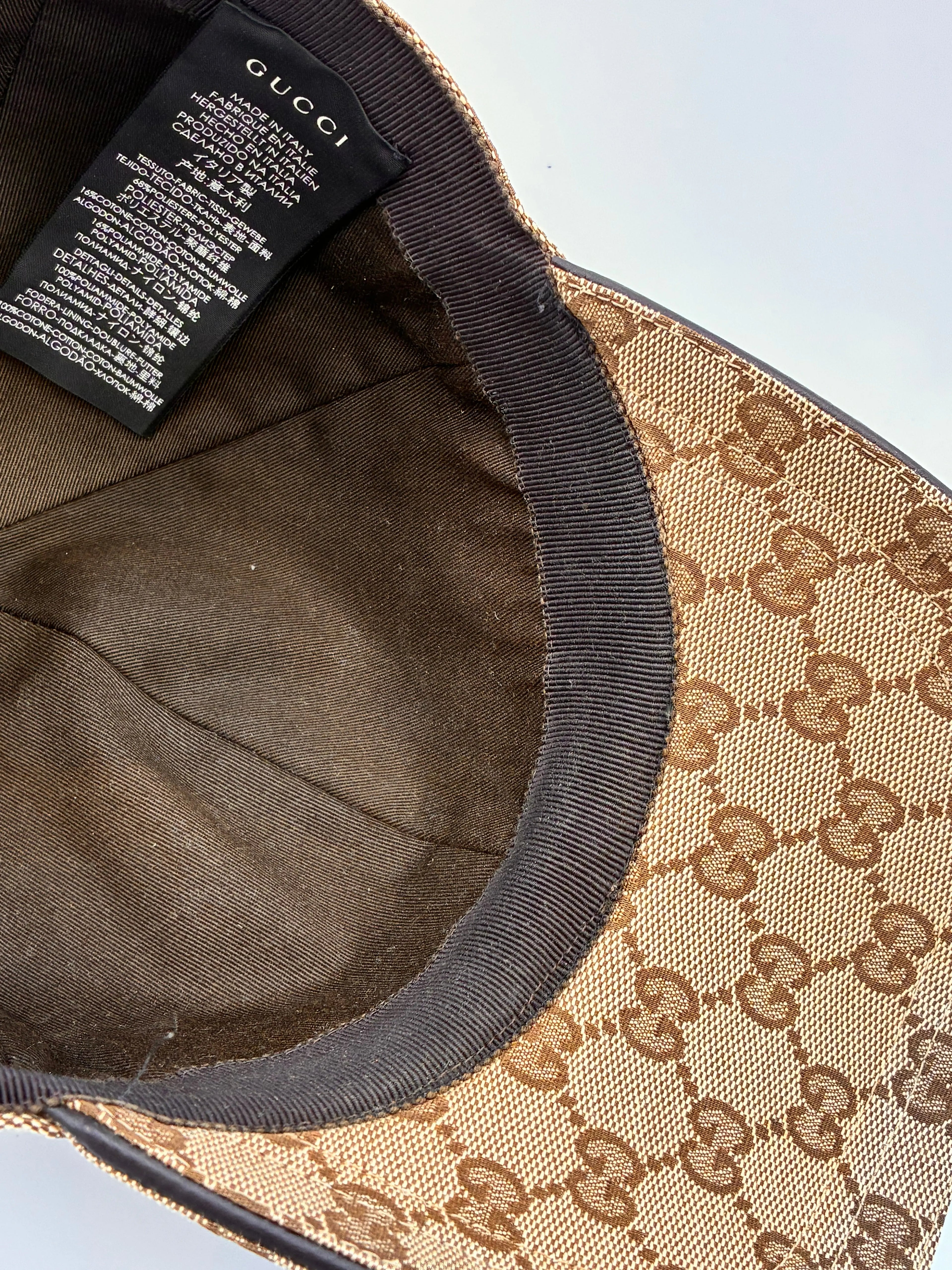 Preloved | Gucci Monogram Baseball Kasket i Canvas m. Grøn & Rød Stribe Gucci