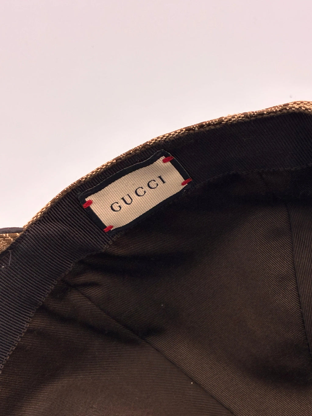Preloved | Gucci Monogram Baseball Kasket i Canvas m. Grøn & Rød Stribe Gucci