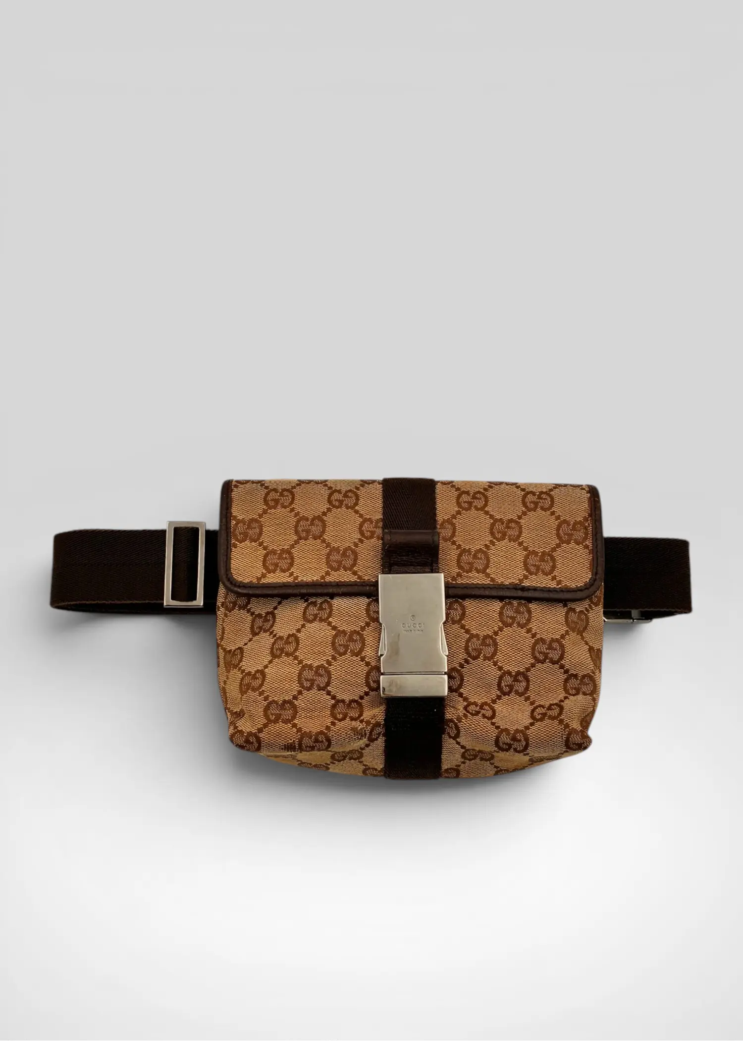 Preloved | Gucci Monogram Bæltetaske i Brun Canvas 2 Gucci