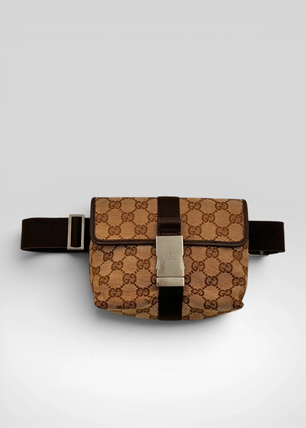 Preloved | Gucci Monogram Bæltetaske i Brun Canvas 2 Gucci