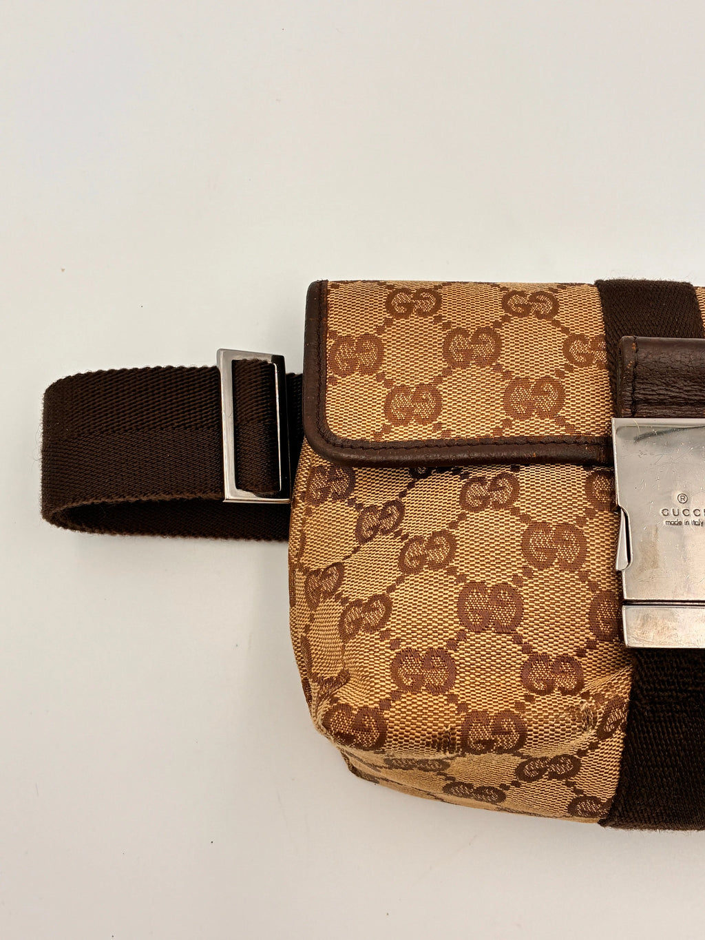 Preloved | Gucci Monogram Bæltetaske i Brun Canvas 2 Gucci