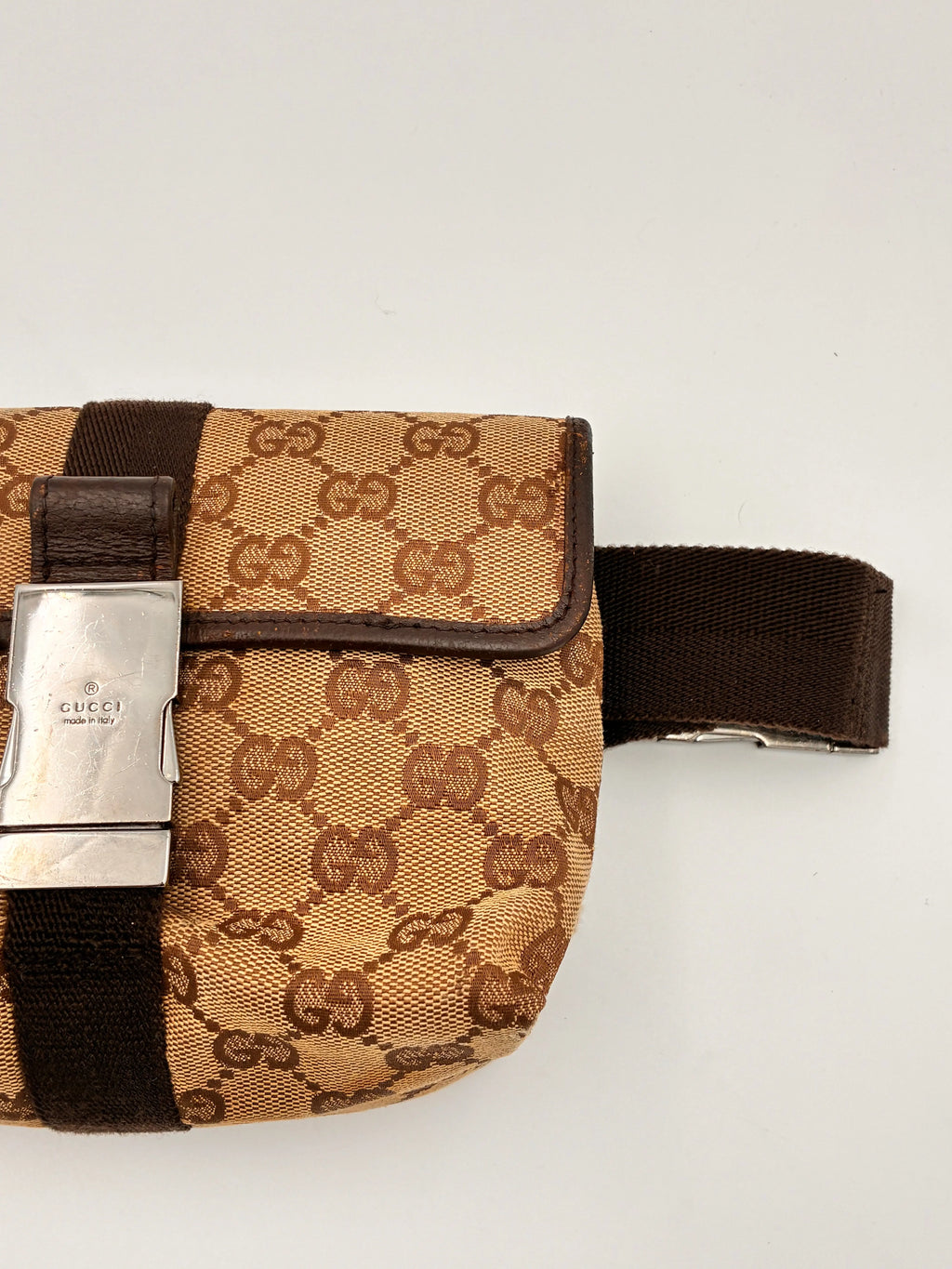 Preloved | Gucci Monogram Bæltetaske i Brun Canvas 2 Gucci