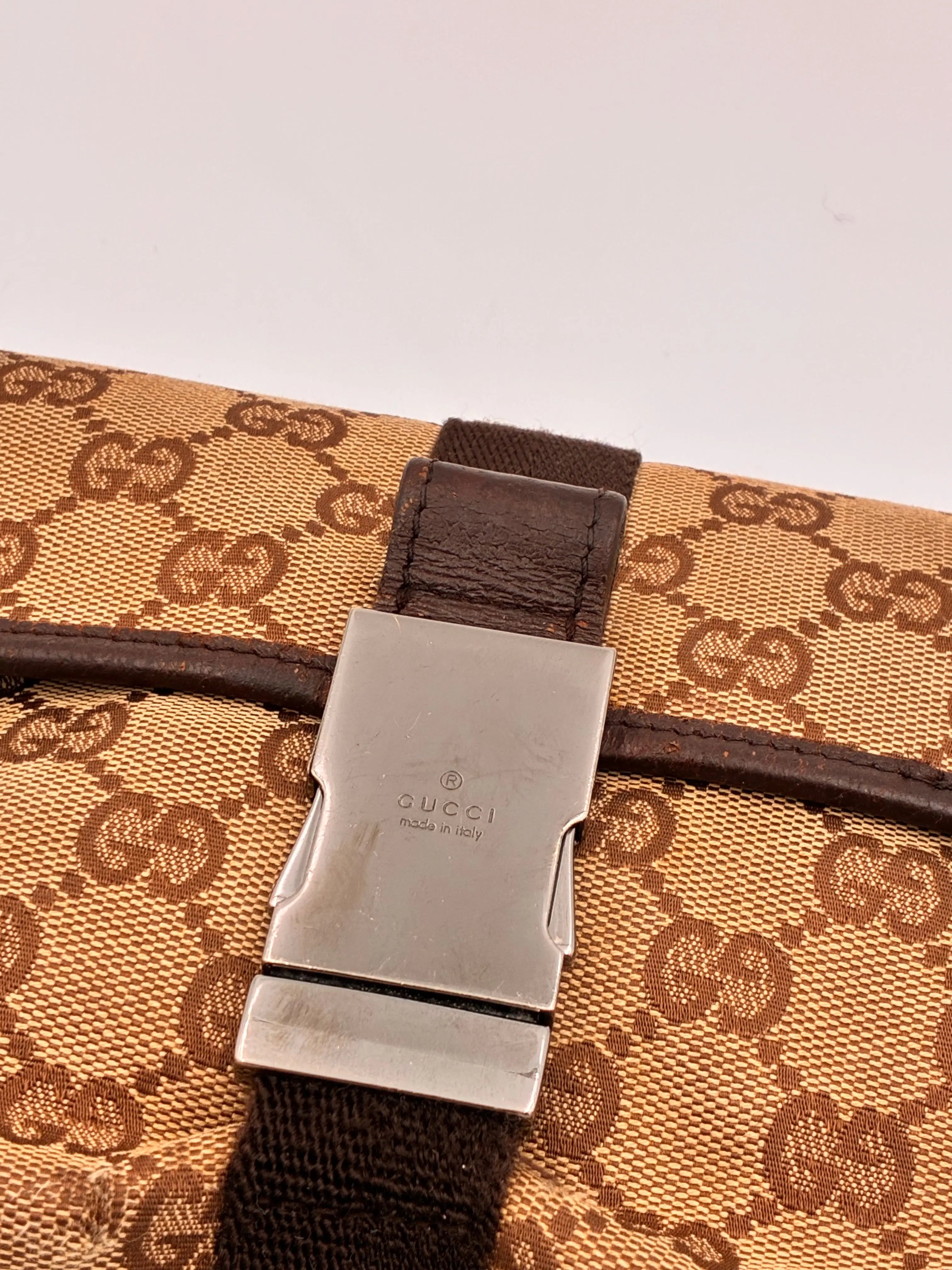 Preloved | Gucci Monogram Bæltetaske i Brun Canvas 2 Gucci