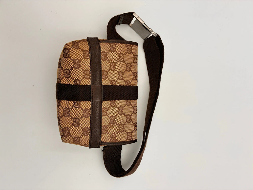 Preloved | Gucci Monogram Bæltetaske i Brun Canvas 2 Gucci