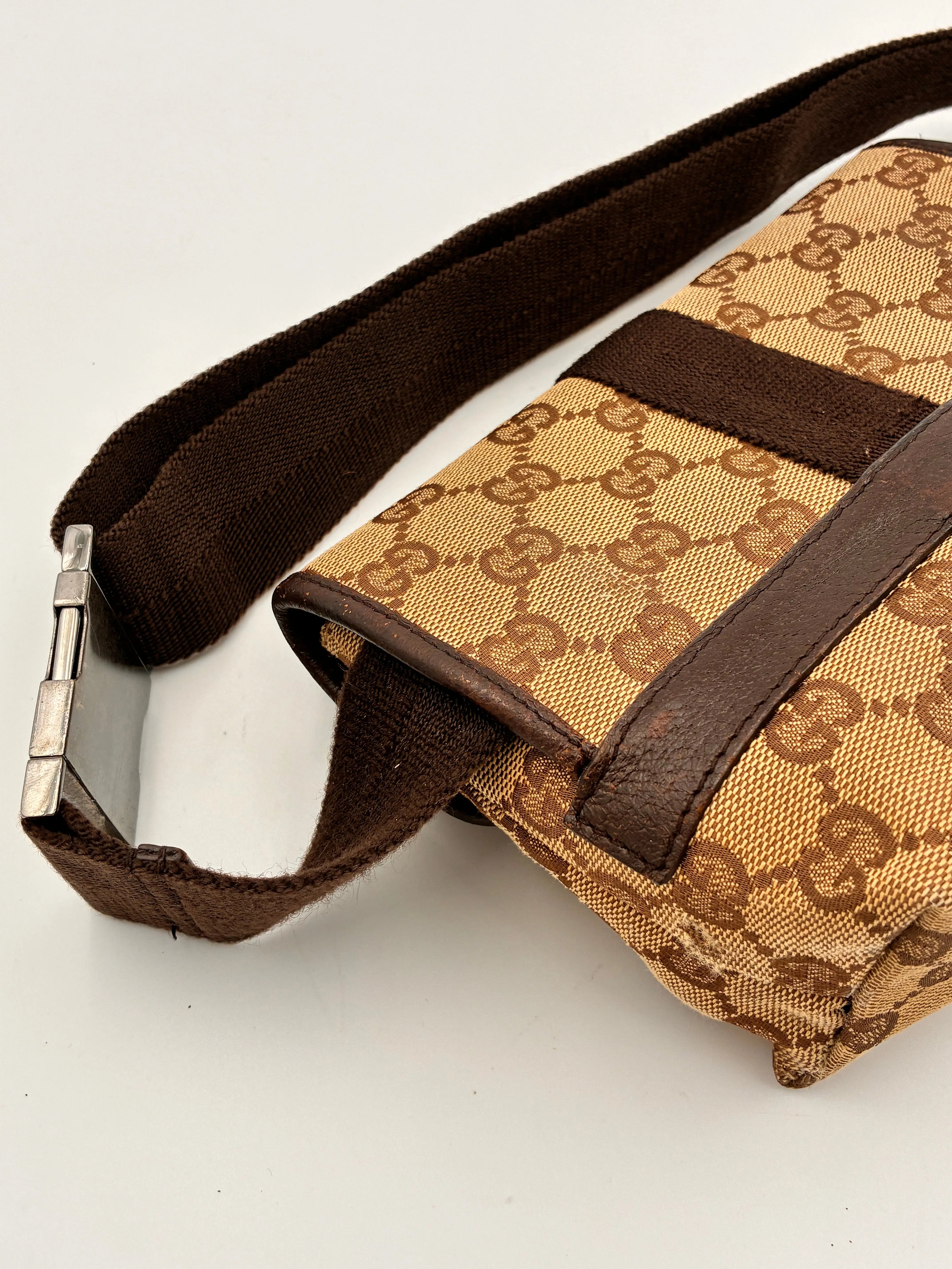 Preloved | Gucci Monogram Bæltetaske i Brun Canvas 2 Gucci