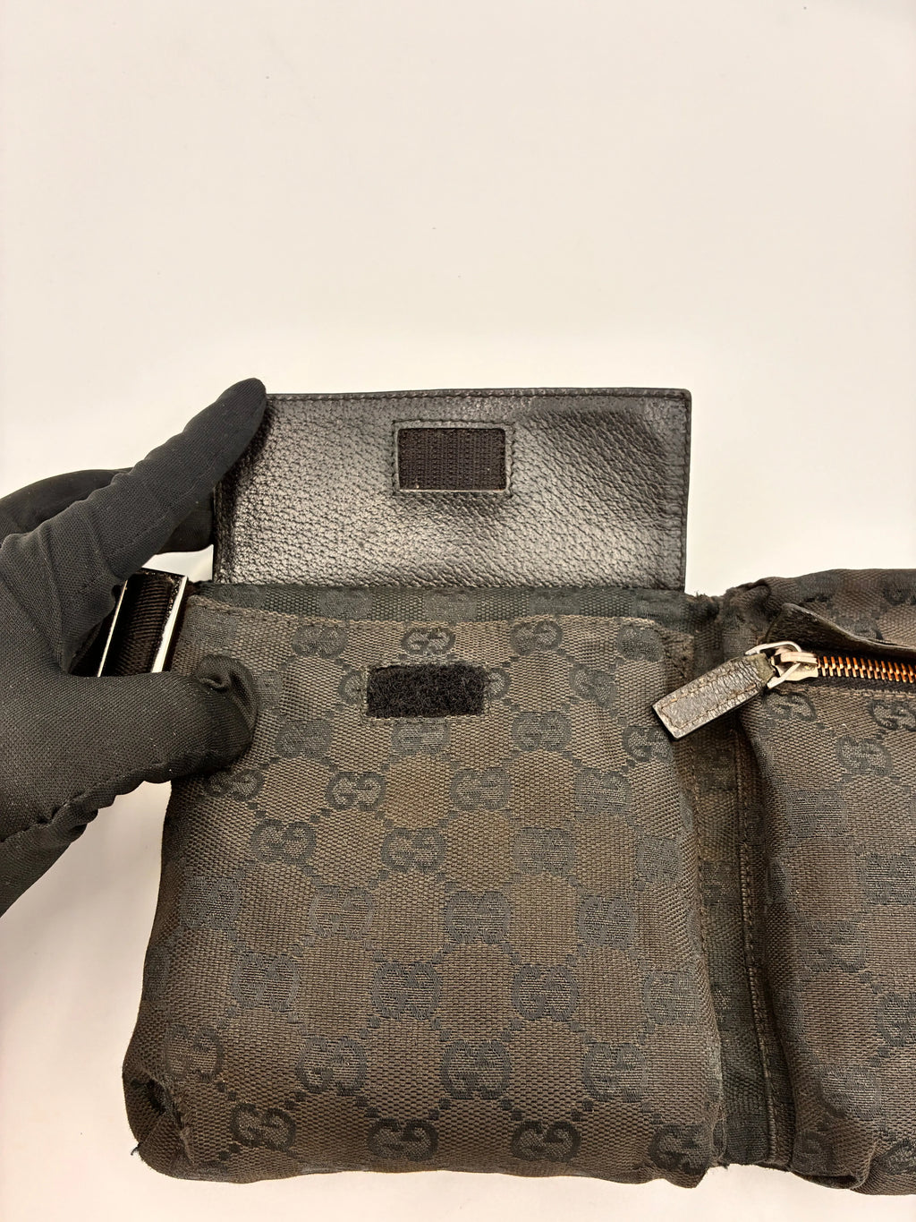 Preloved | Gucci Monogram Bæltetaske i Sort Canvas 2 Gucci