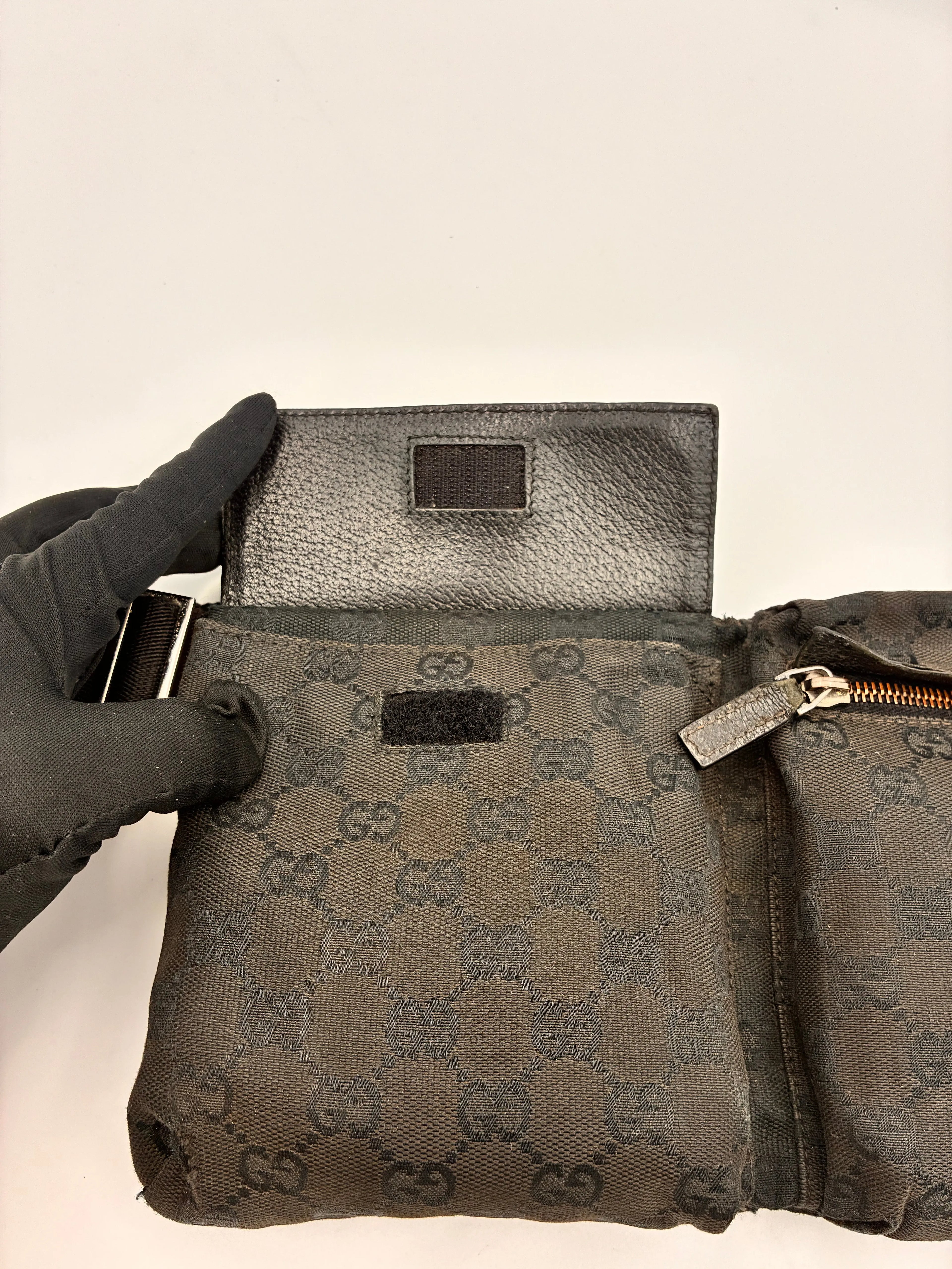 Preloved | Gucci Monogram Bæltetaske i Sort Canvas 2 Gucci