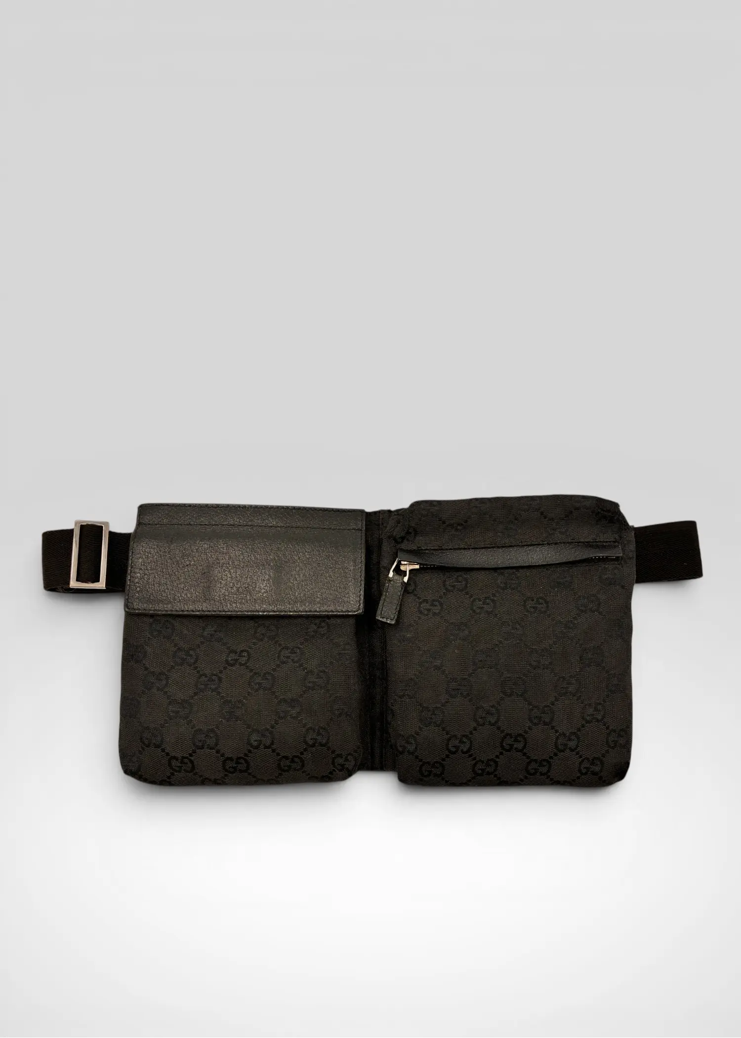 Preloved | Gucci Monogram Bæltetaske i Sort Canvas 3 Gucci
