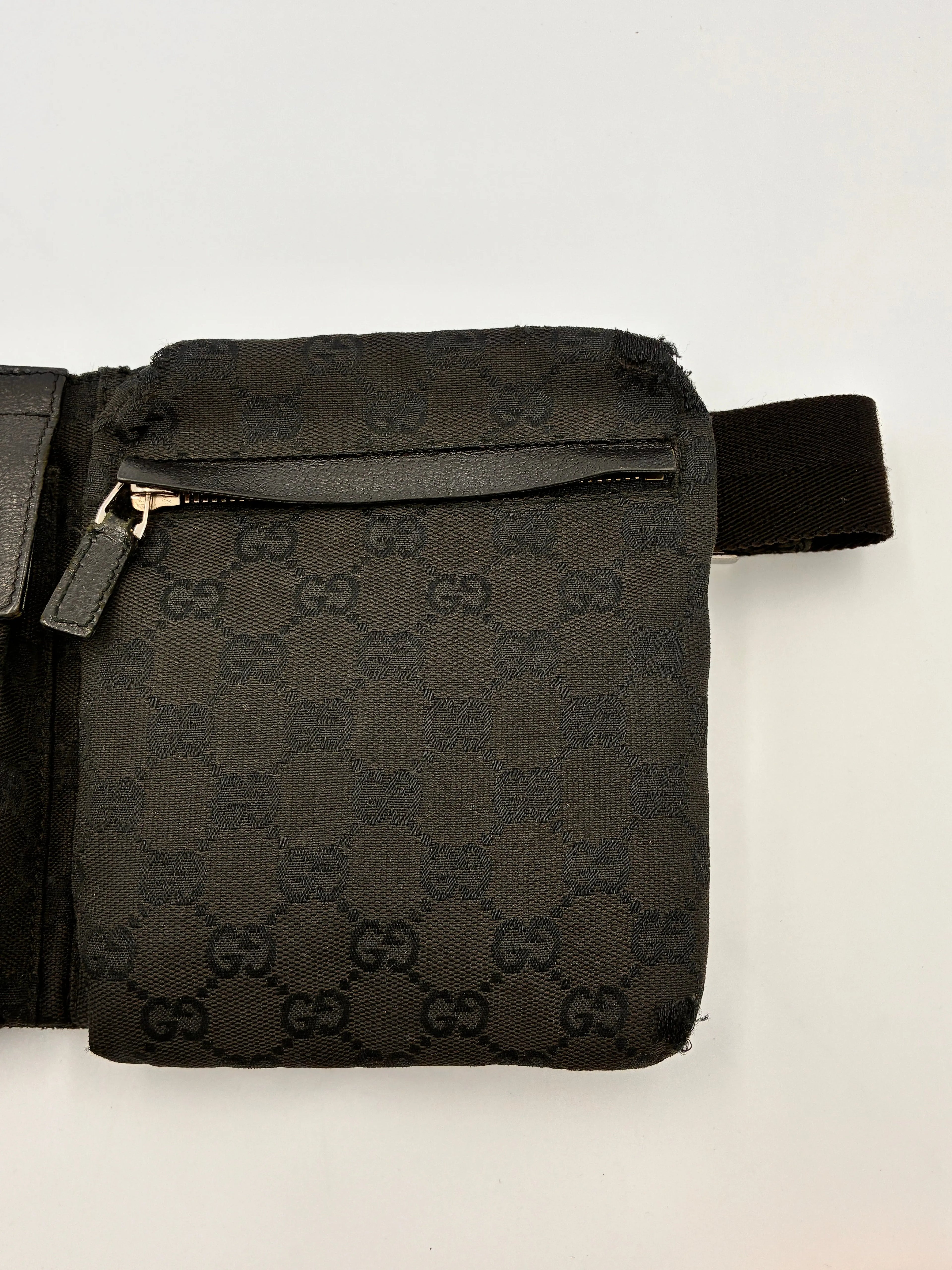 Preloved | Gucci Monogram Bæltetaske i Sort Canvas 3 Gucci