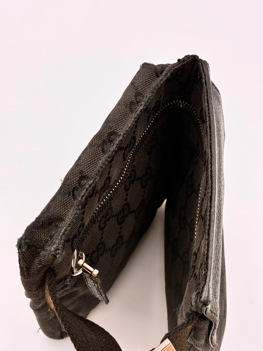 Preloved | Gucci Monogram Bæltetaske i Sort Canvas 3 Gucci
