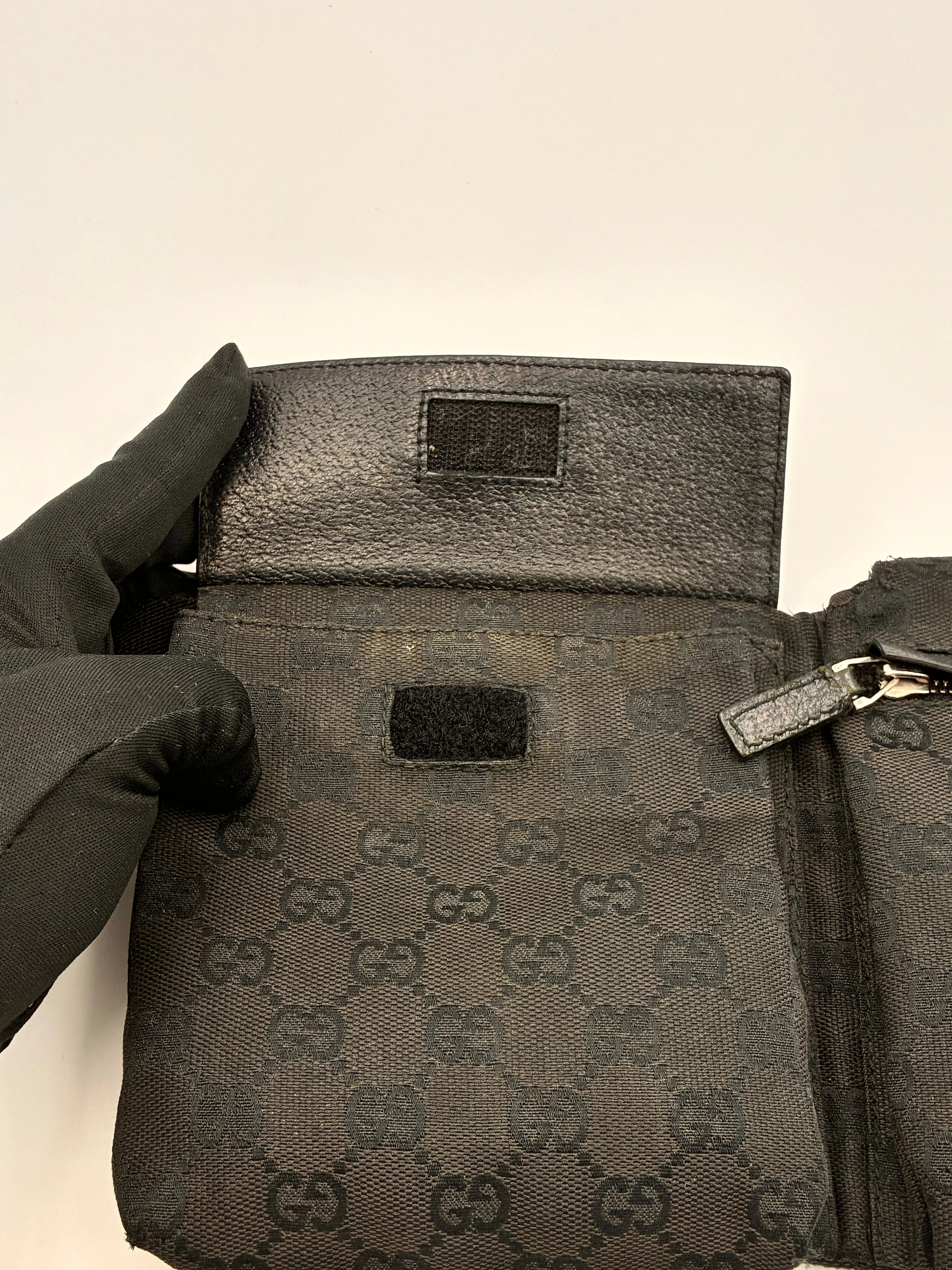 Preloved | Gucci Monogram Bæltetaske i Sort Canvas 3 Gucci