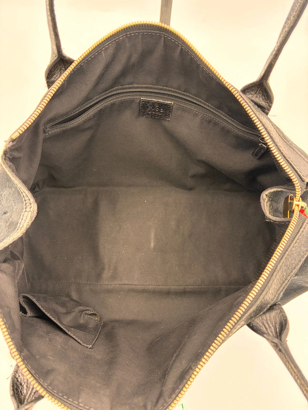 Preloved | Gucci Monogram Princy Skuldertaske i Sort Canvas m. Grøn & Rød Sløjfe Gucci