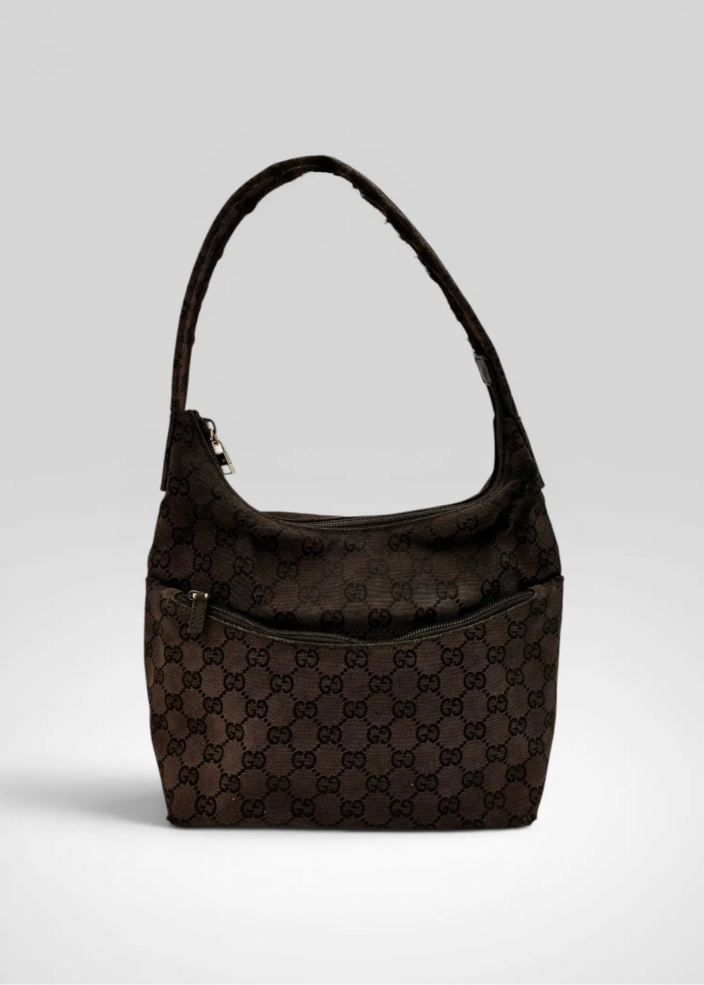 Preloved | Gucci Monogram Hobo Skuldertaske i Sort Canvas 2 Gucci