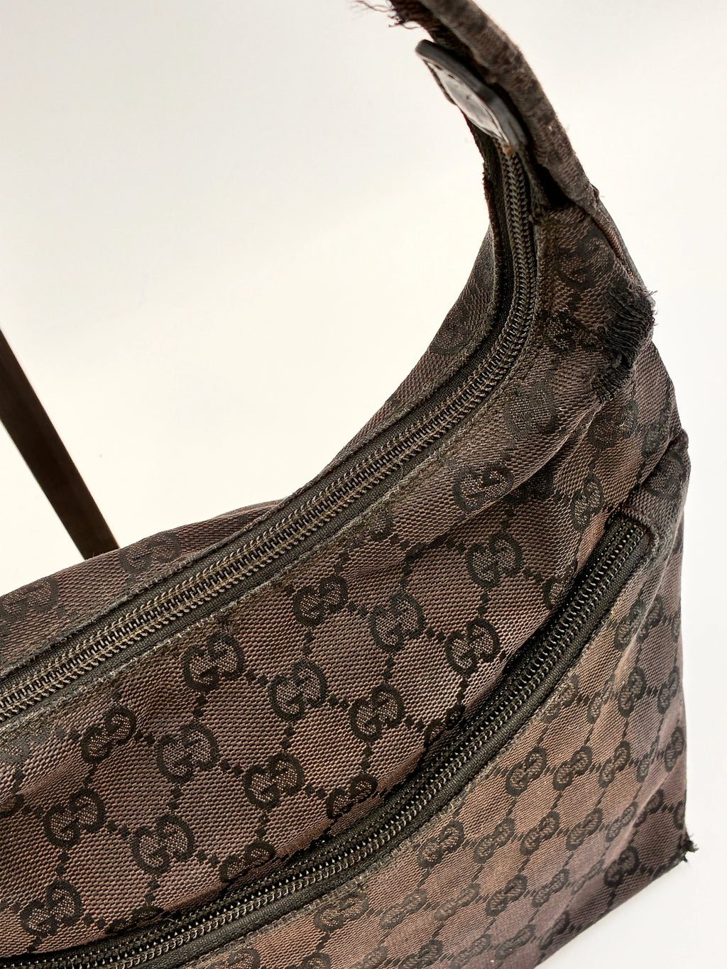 Preloved | Gucci Monogram Hobo Skuldertaske i Sort Canvas 2 Gucci