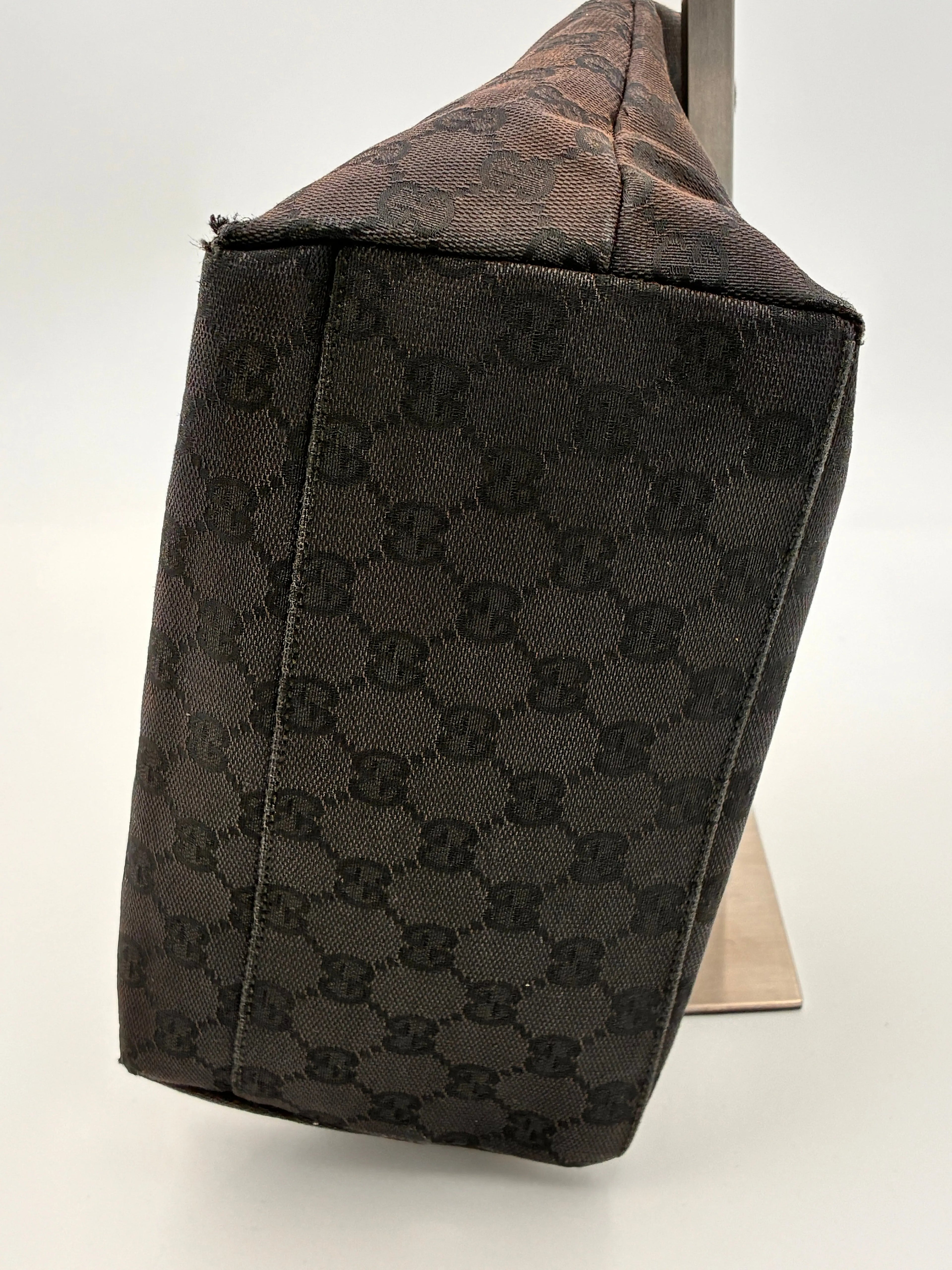 Preloved | Gucci Monogram Hobo Skuldertaske i Sort Canvas 2 Gucci