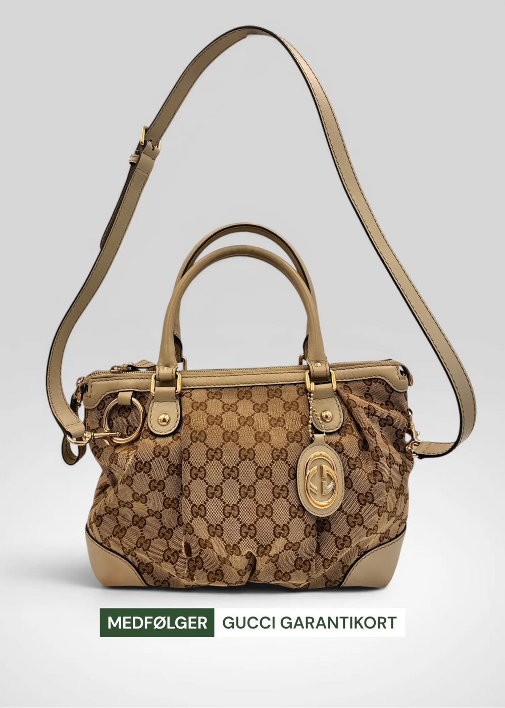 Preloved | Gucci GG Monogram Håndtaske & Crossbody med Hvid Læder Gucci