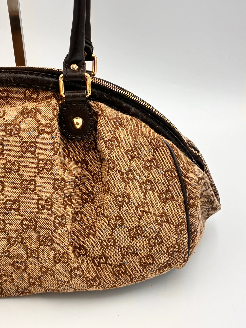 Preloved | Gucci Monogram Sookie Skuldertaske i Brun Denim Canvas Gucci