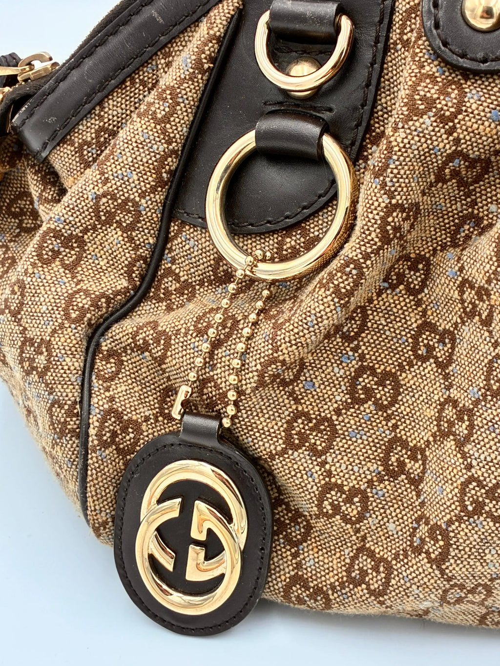 Preloved | Gucci Monogram Sookie Skuldertaske i Brun Denim Canvas Gucci