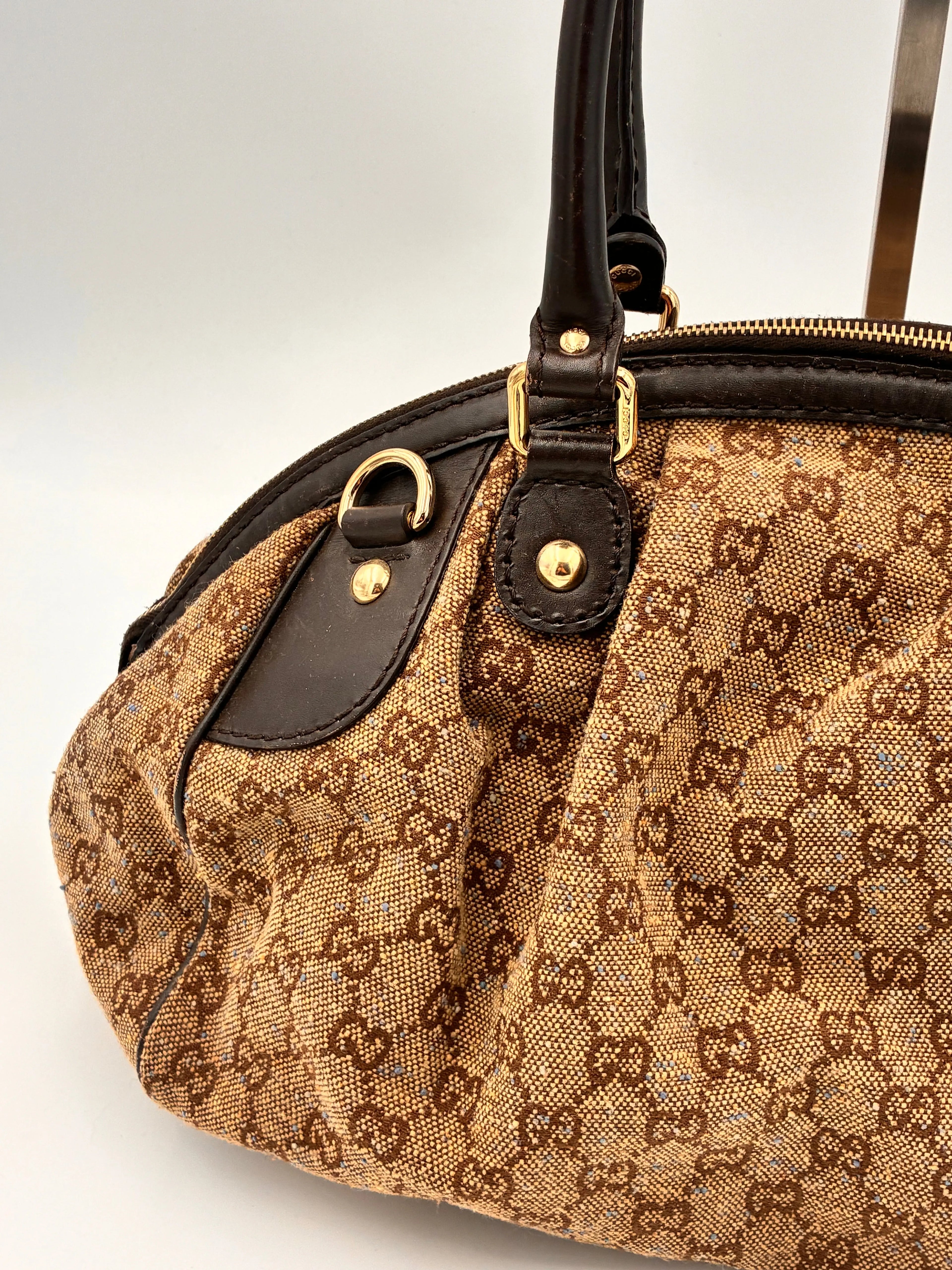 Preloved | Gucci Monogram Sookie Skuldertaske i Brun Denim Canvas Gucci