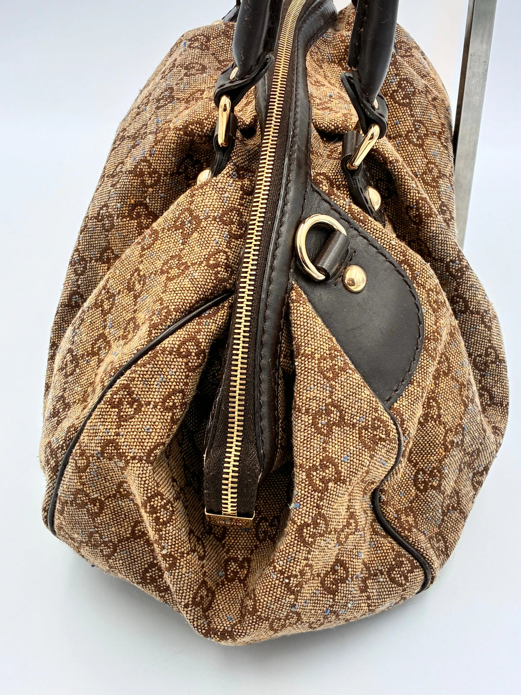 Preloved | Gucci Monogram Sookie Skuldertaske i Brun Denim Canvas Gucci