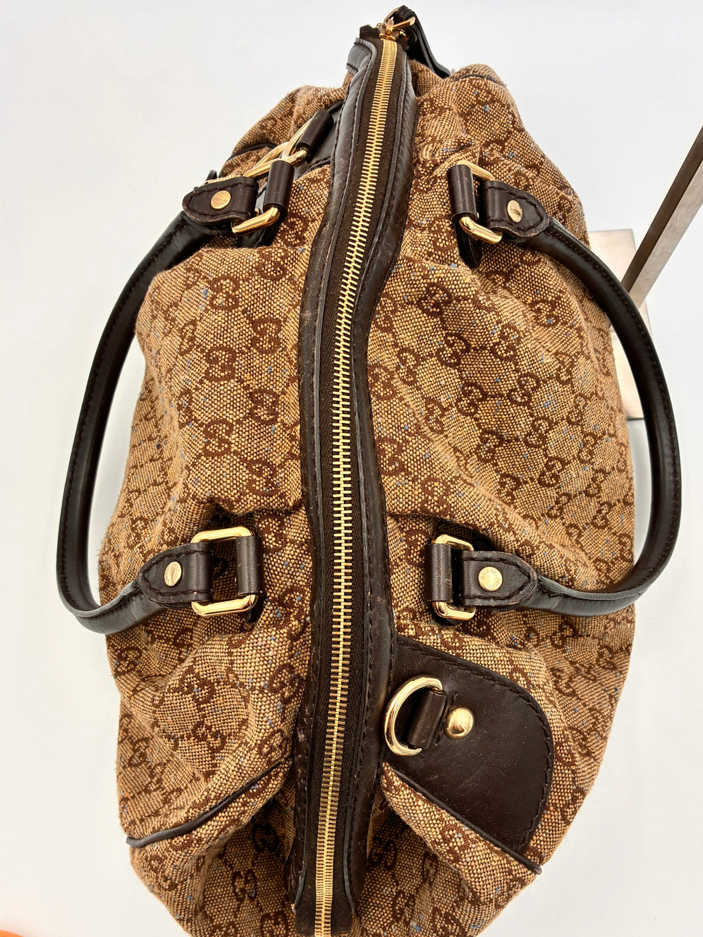 Preloved | Gucci Monogram Sookie Skuldertaske i Brun Denim Canvas Gucci