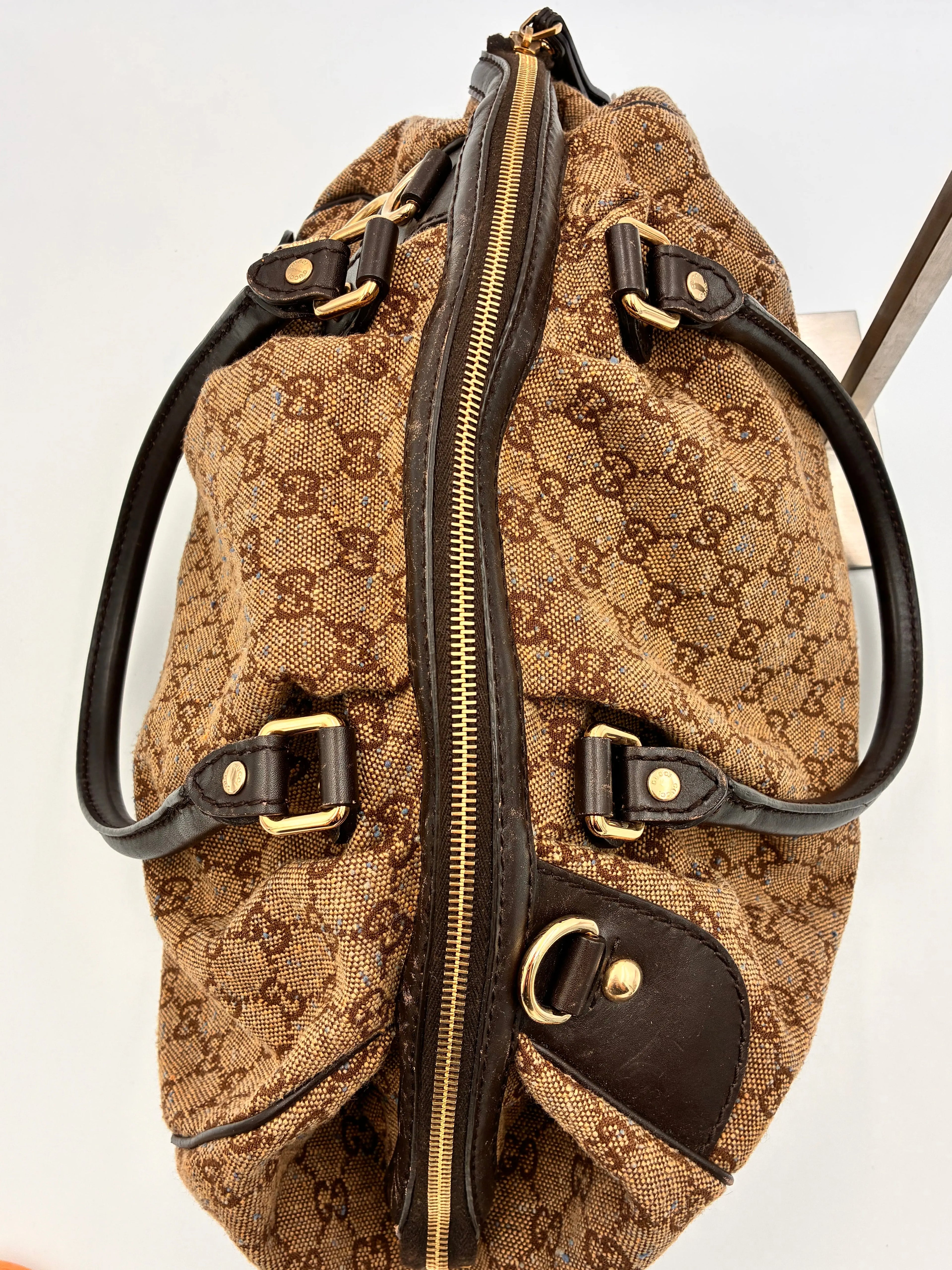 Preloved | Gucci Monogram Sookie Skuldertaske i Brun Denim Canvas Gucci