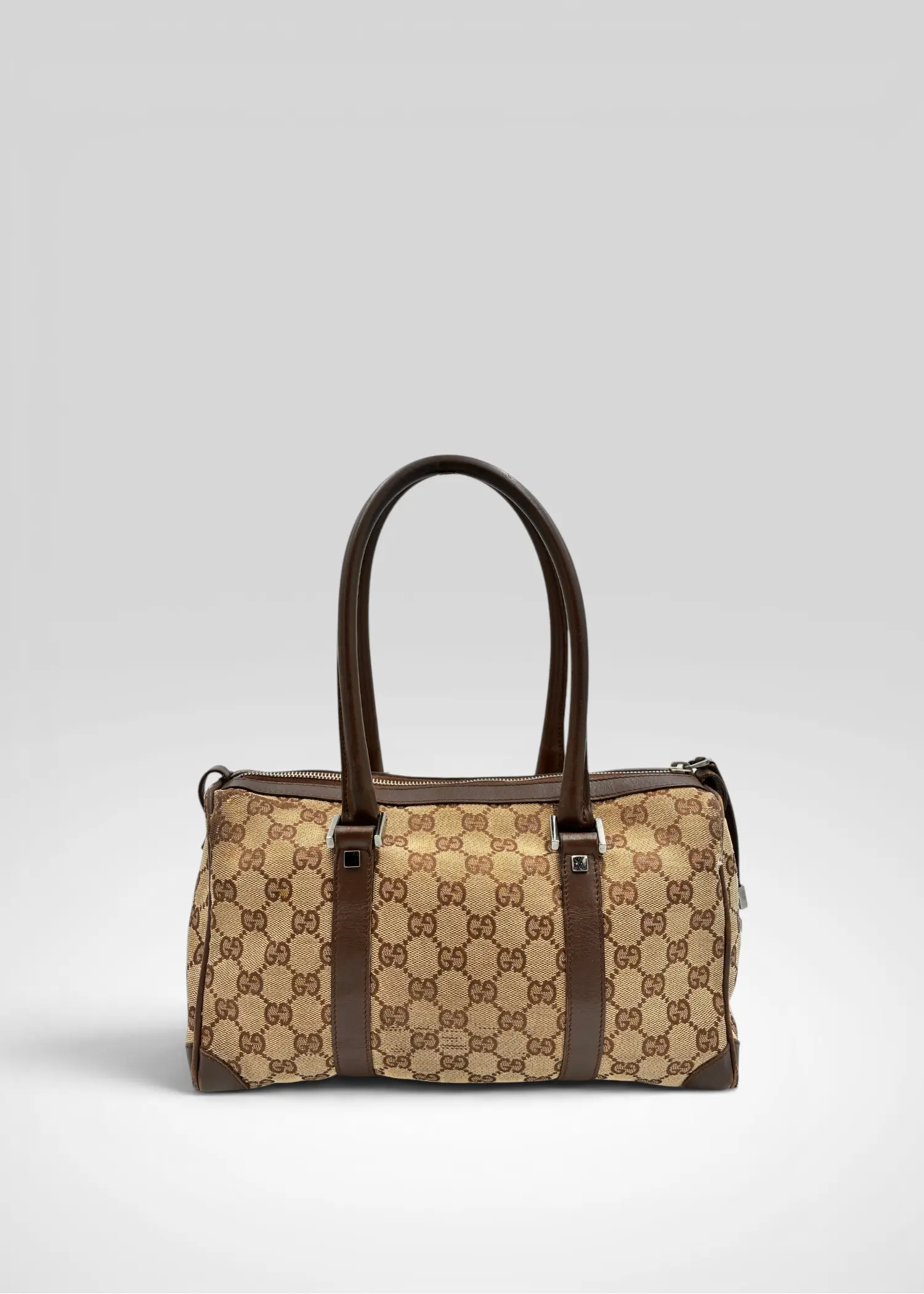 Preloved | Gucci Monogram Lille Boston Håndtaskte i Brun Canvas Gucci