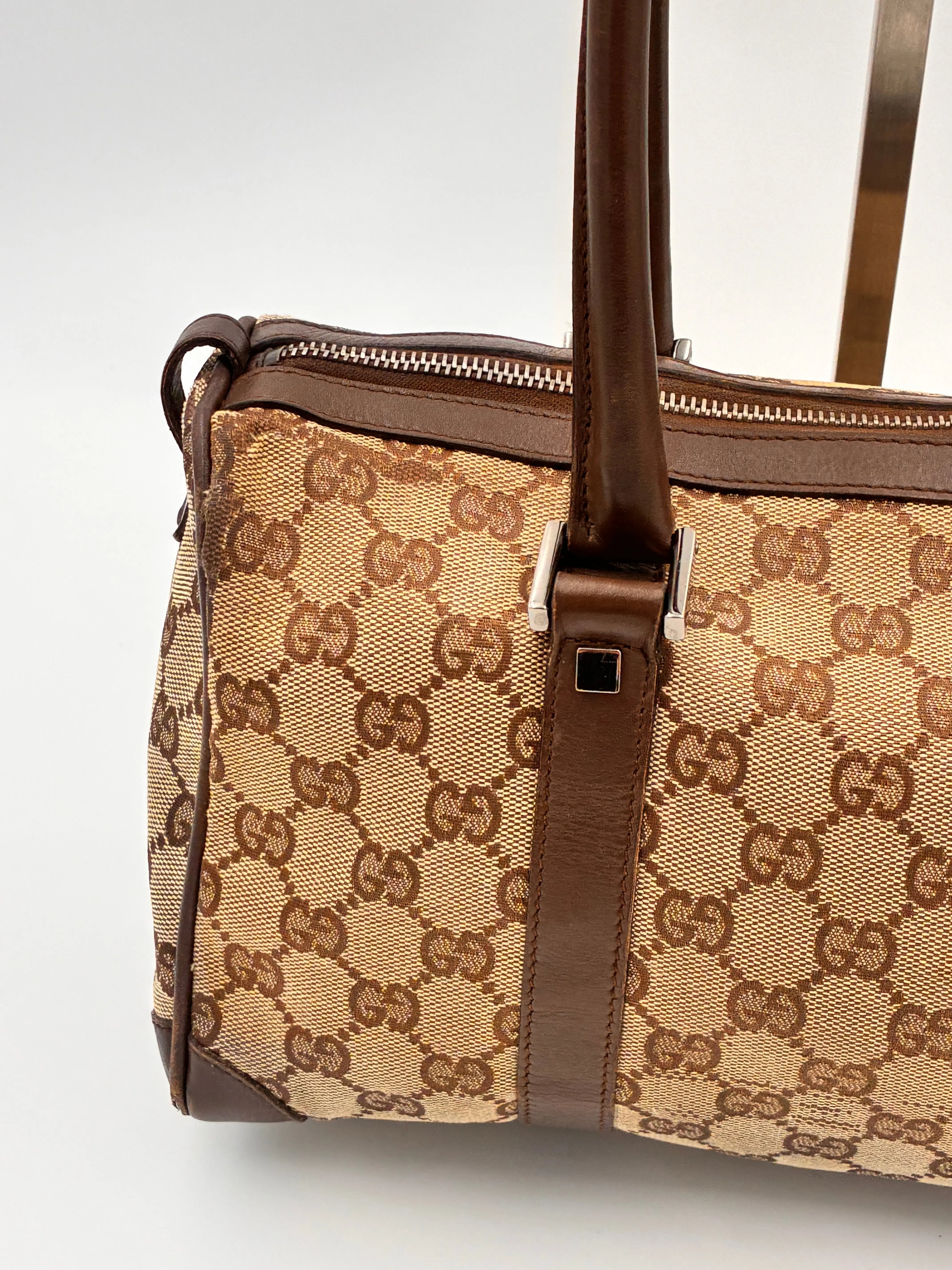 Preloved | Gucci Monogram Lille Boston Håndtaskte i Brun Canvas Gucci