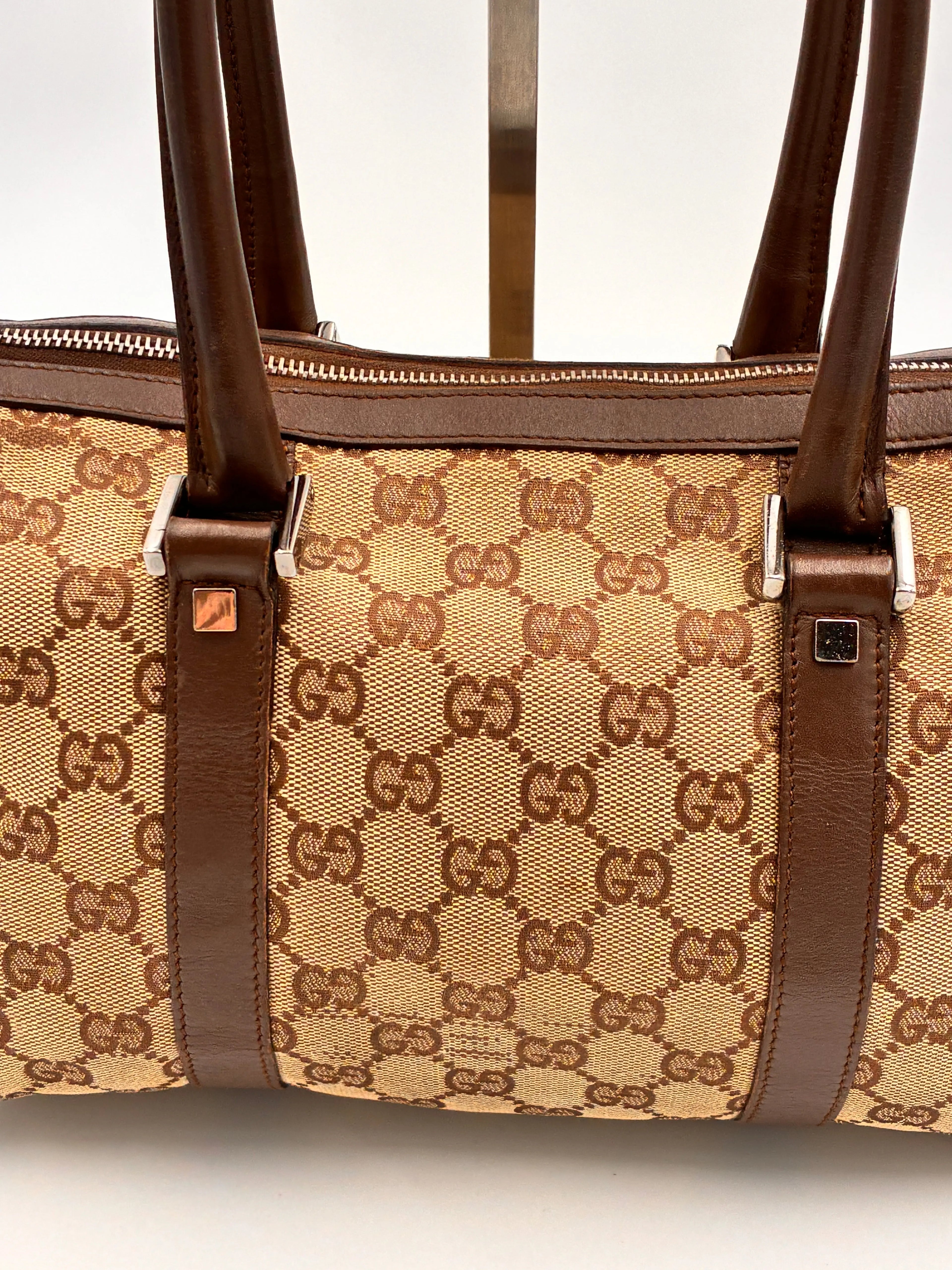 Preloved | Gucci Monogram Lille Boston Håndtaskte i Brun Canvas Gucci