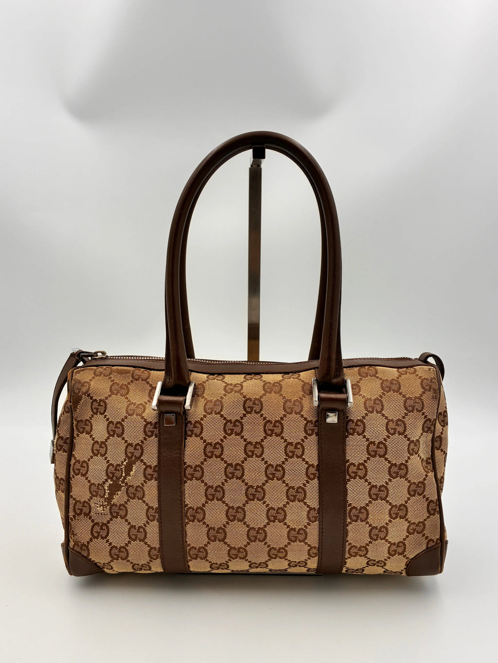 Preloved | Gucci Monogram Lille Boston Håndtaskte i Brun Canvas Gucci