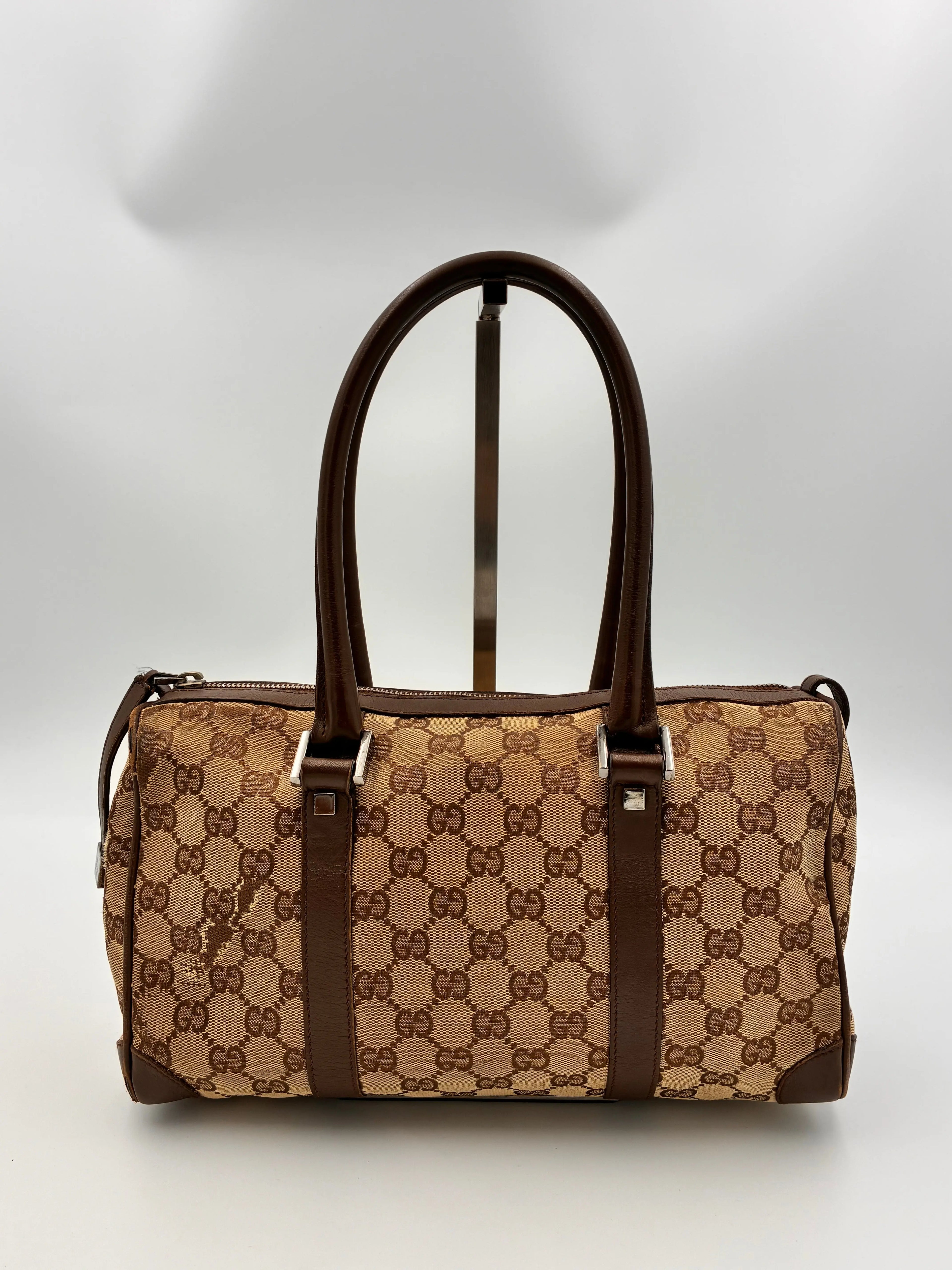 Preloved | Gucci Monogram Lille Boston Håndtaskte i Brun Canvas Gucci