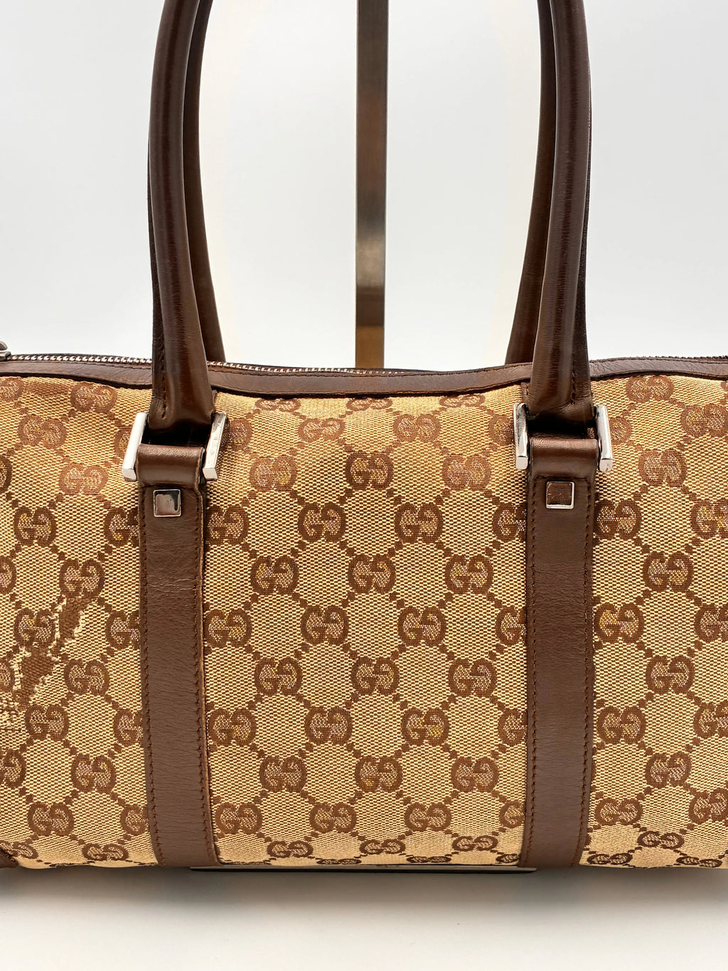 Preloved | Gucci Monogram Lille Boston Håndtaskte i Brun Canvas Gucci