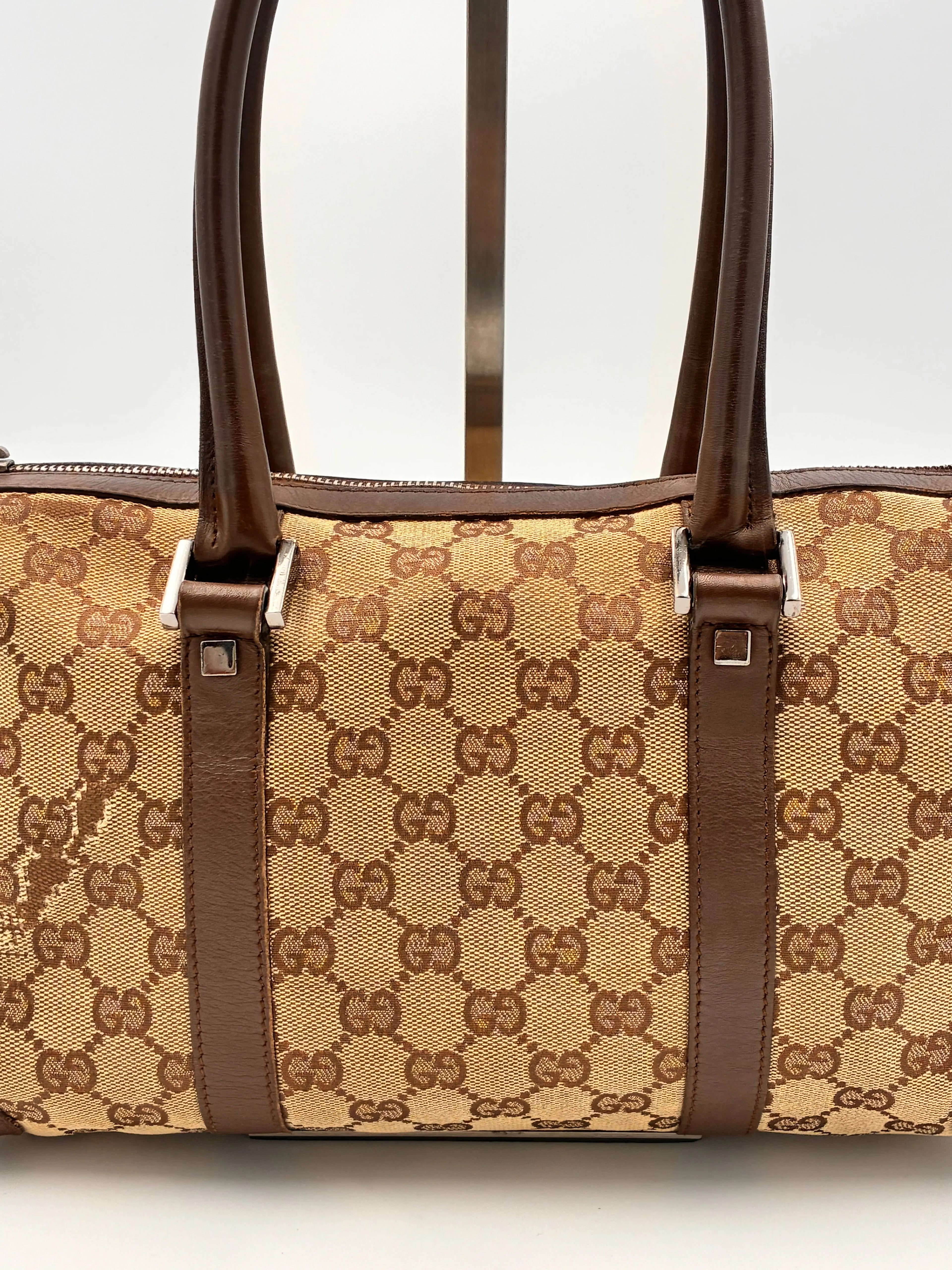 Preloved | Gucci Monogram Lille Boston Håndtaskte i Brun Canvas Gucci