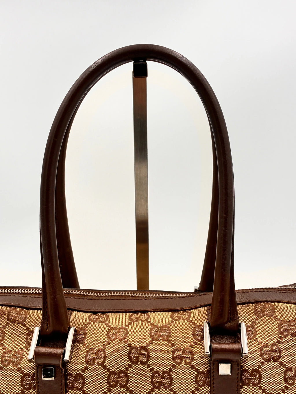 Preloved | Gucci Monogram Lille Boston Håndtaskte i Brun Canvas Gucci