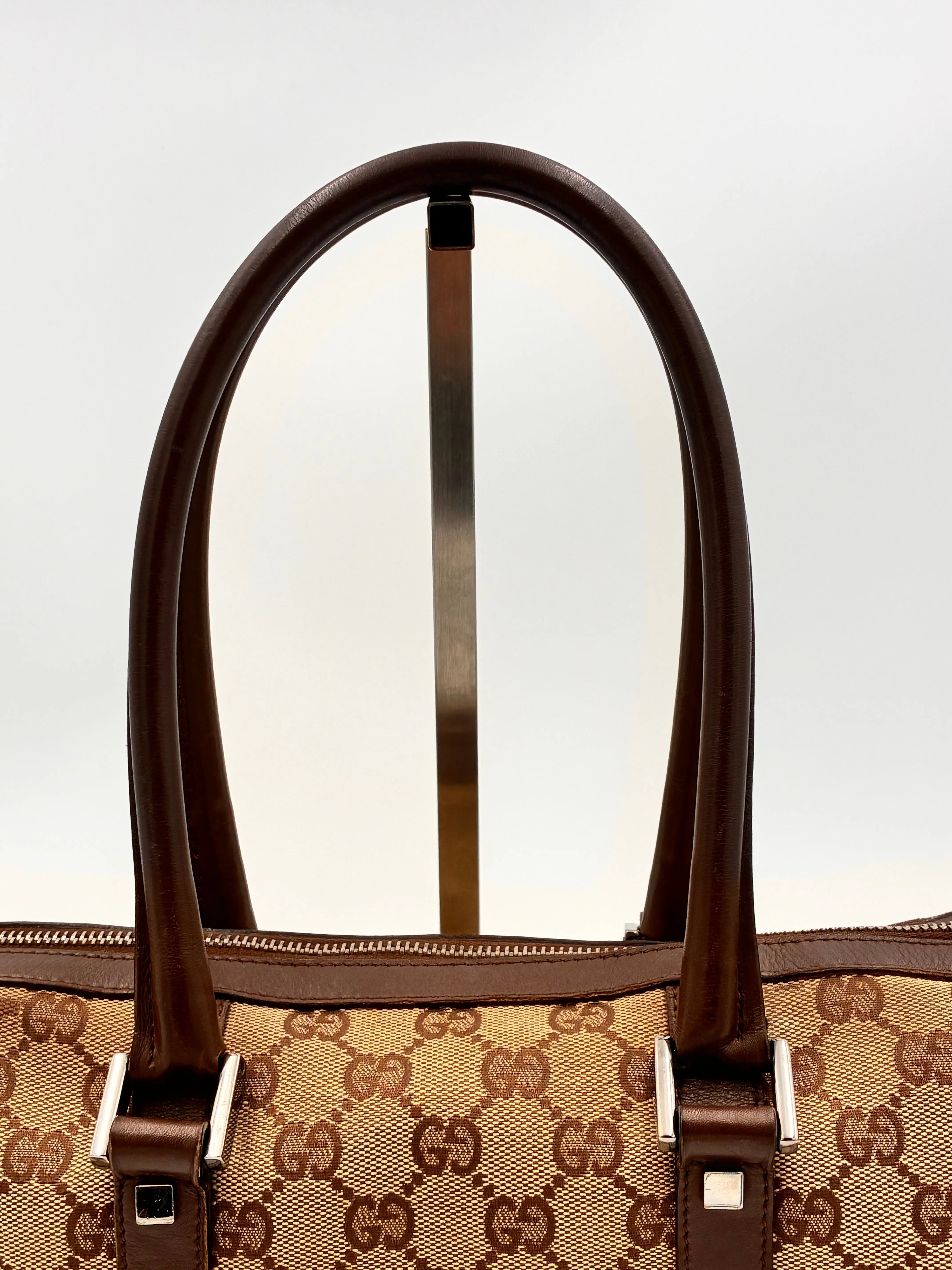 Preloved | Gucci Monogram Lille Boston Håndtaskte i Brun Canvas Gucci