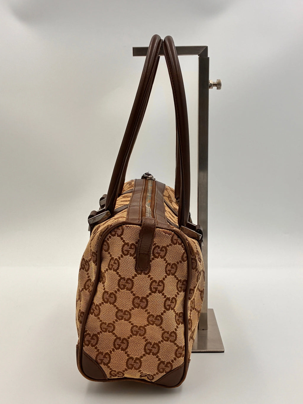 Preloved | Gucci Monogram Lille Boston Håndtaskte i Brun Canvas Gucci