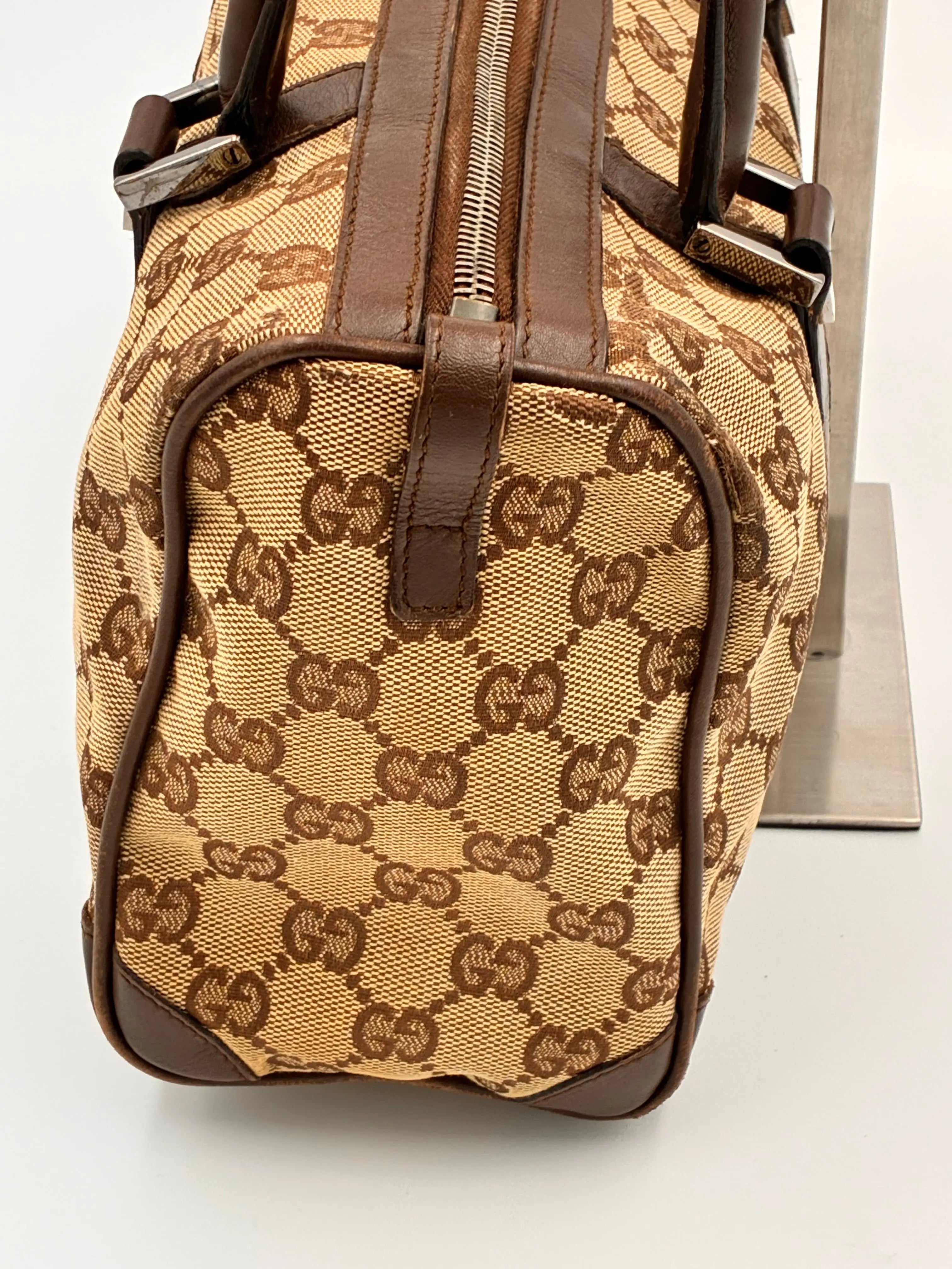 Preloved | Gucci Monogram Lille Boston Håndtaskte i Brun Canvas Gucci