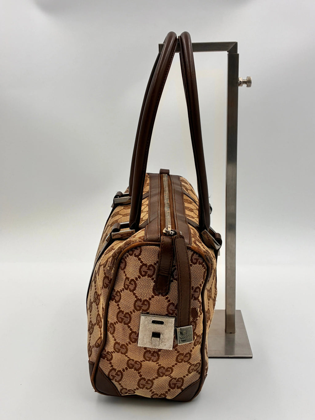 Preloved | Gucci Monogram Lille Boston Håndtaskte i Brun Canvas Gucci
