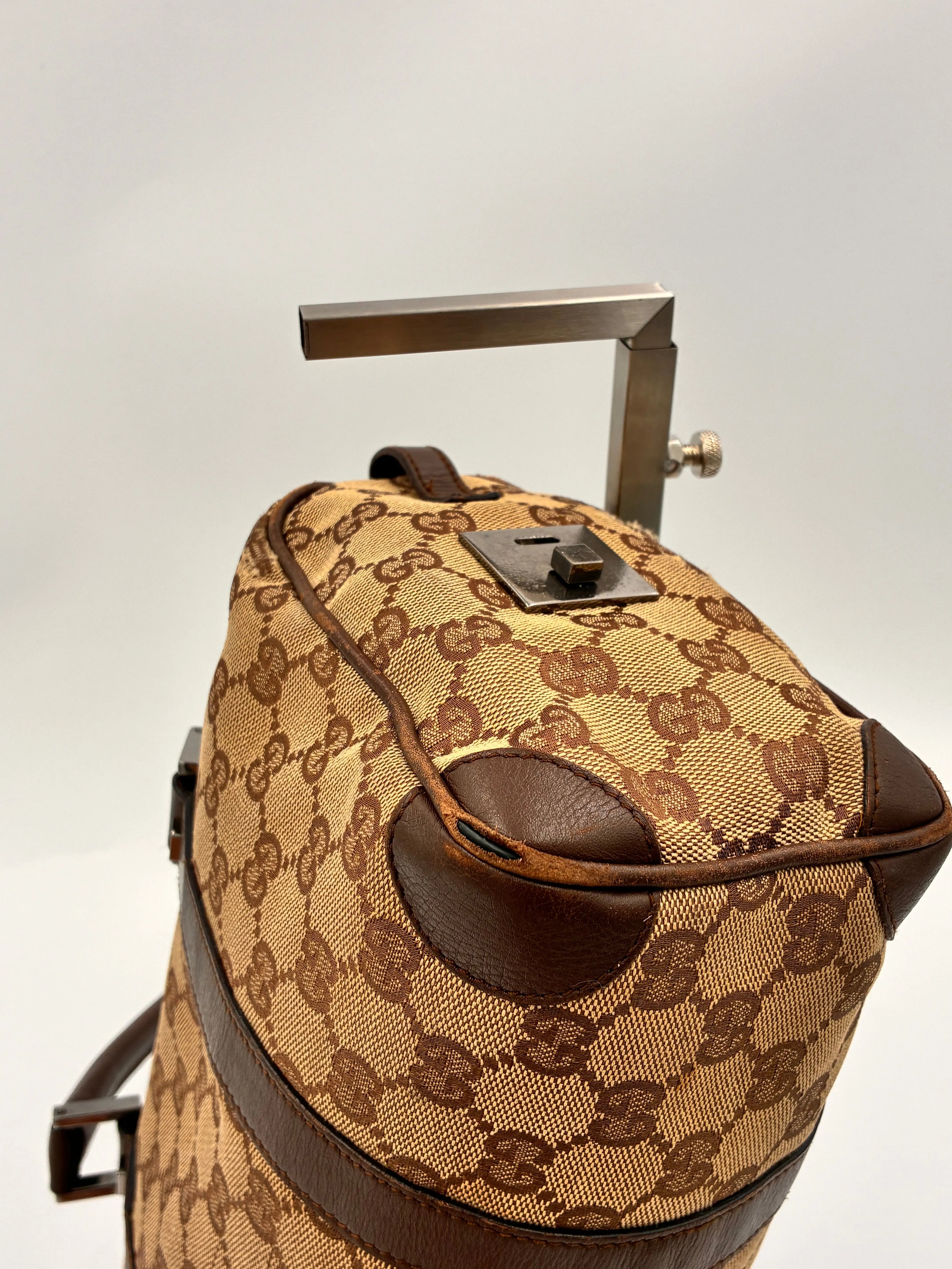 Preloved | Gucci Monogram Lille Boston Håndtaskte i Brun Canvas Gucci