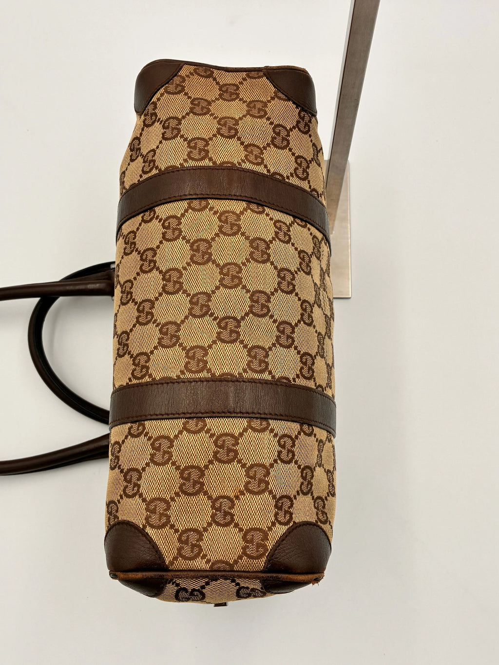 Preloved | Gucci Monogram Lille Boston Håndtaskte i Brun Canvas Gucci