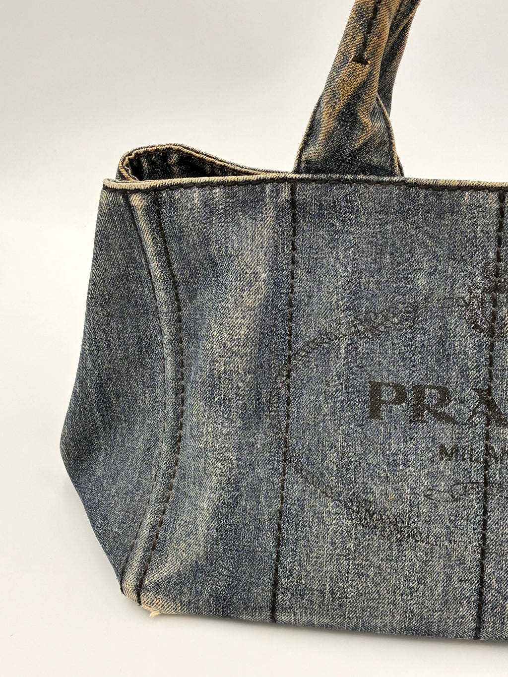 Preloved | Prada Canapa Totebag Håndtaske i Denim Canvas Lille 2 Prada