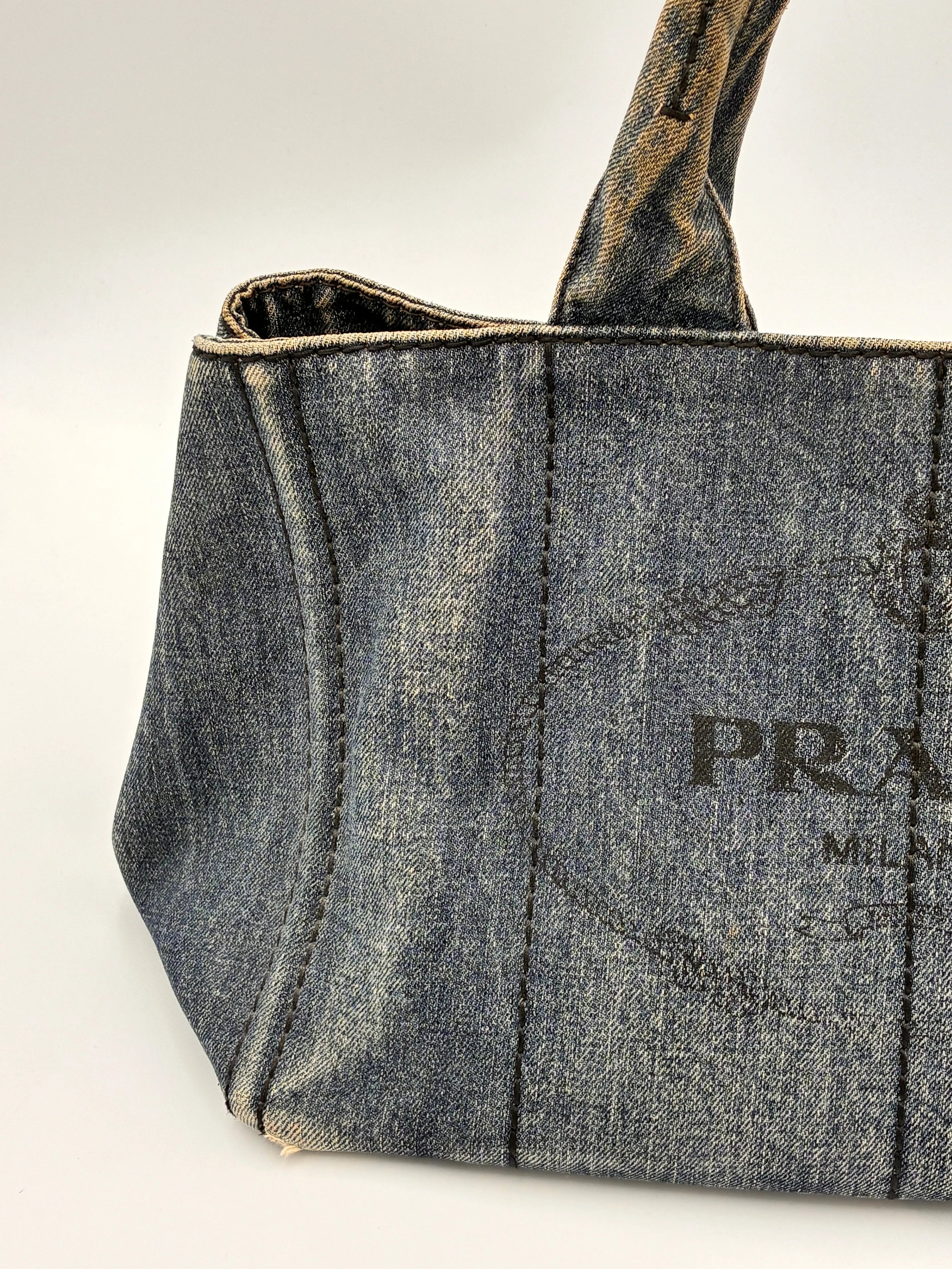 Preloved | Prada Canapa Totebag Håndtaske i Denim Canvas Lille 2 Prada