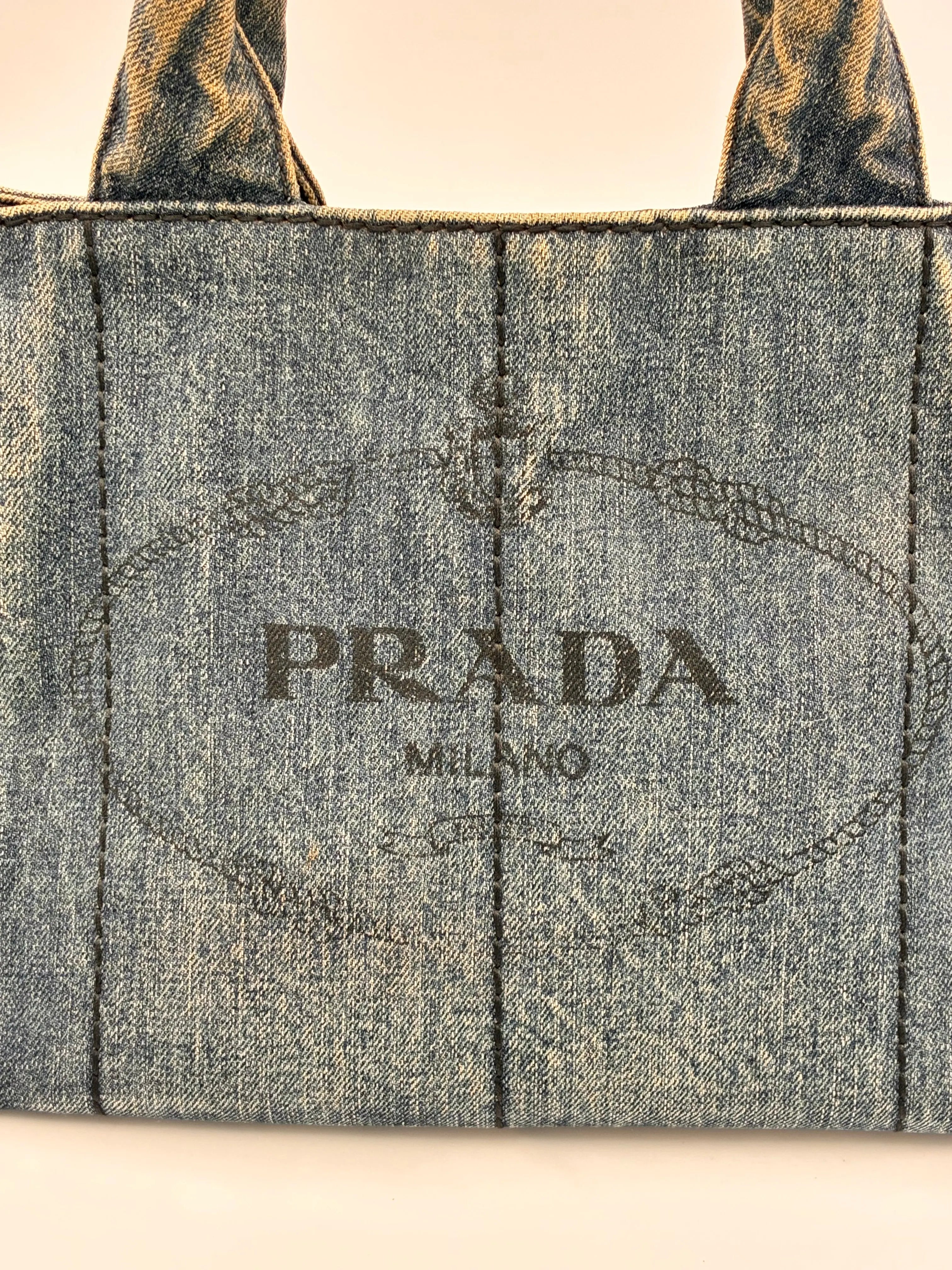 Preloved | Prada Canapa Totebag Håndtaske i Denim Canvas Lille 2 Prada