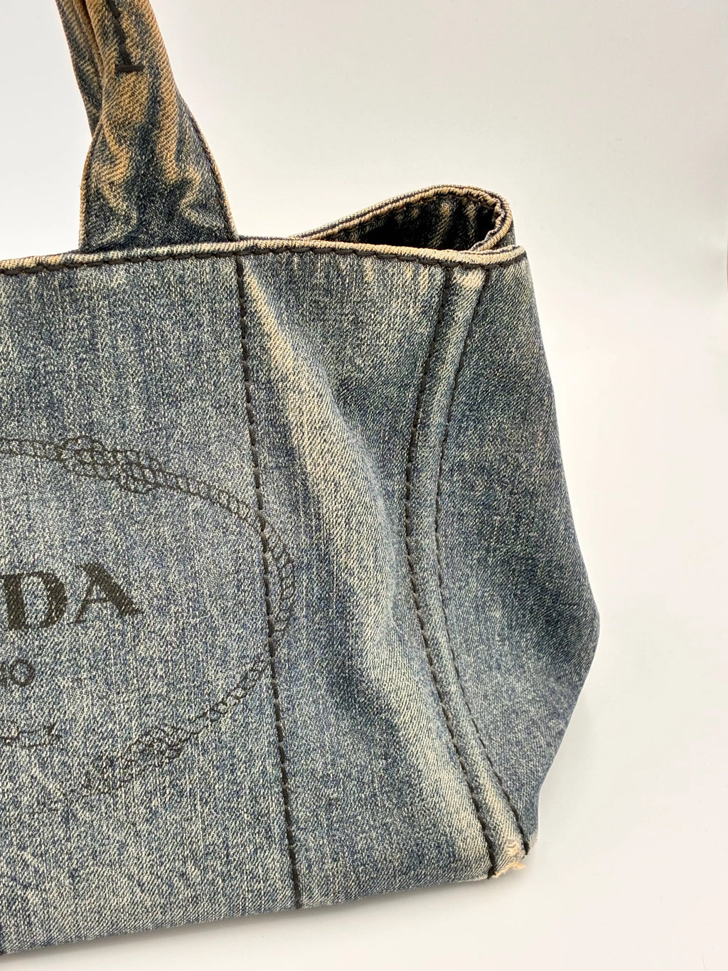 Preloved | Prada Canapa Totebag Håndtaske i Denim Canvas Lille 2 Prada