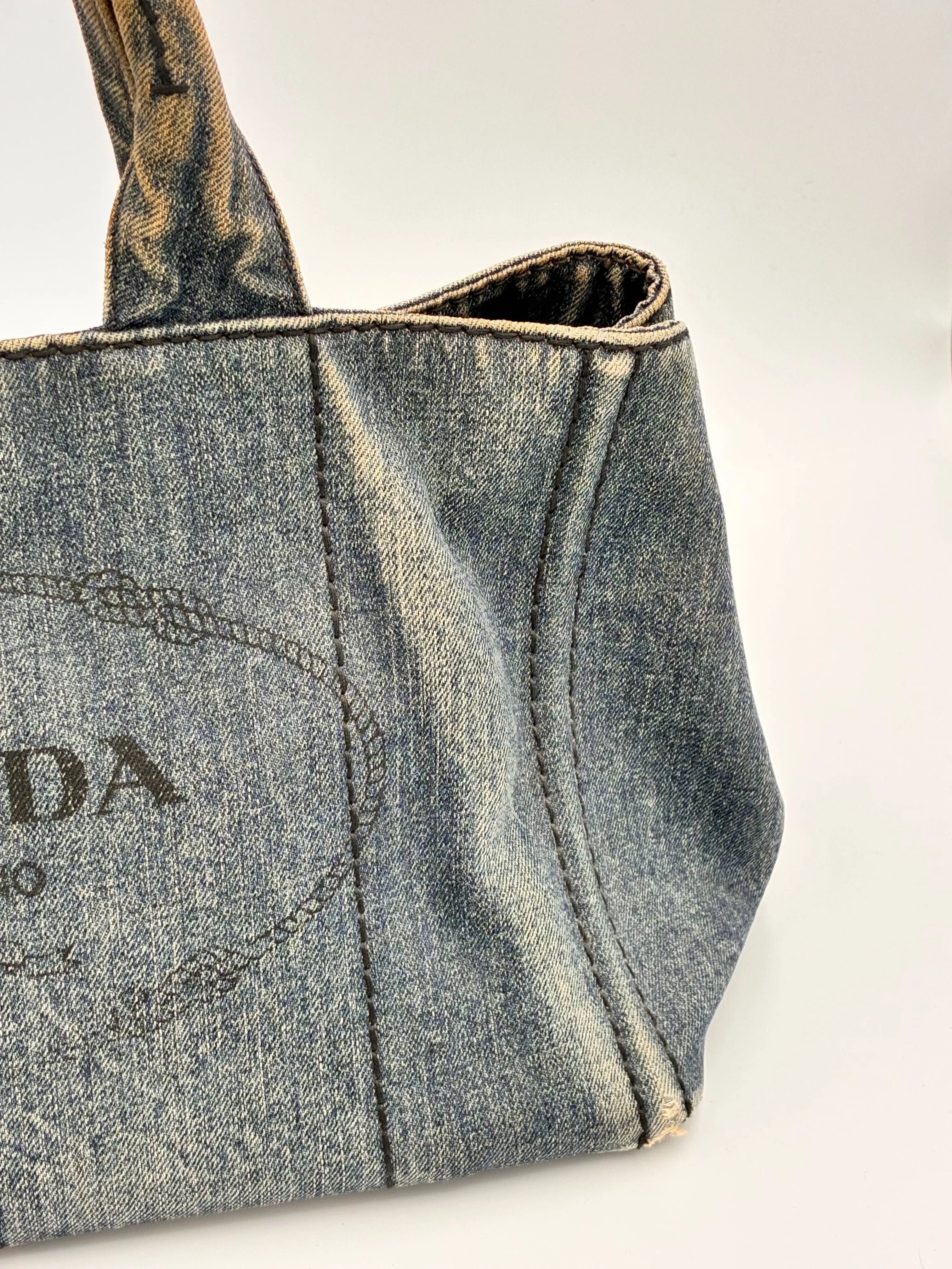 Preloved | Prada Canapa Totebag Håndtaske i Denim Canvas Lille 2 Prada